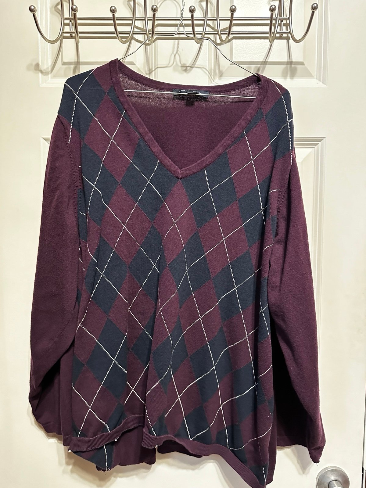 Womens Tommy Hilfiger plum & navy 3x argyle sweater