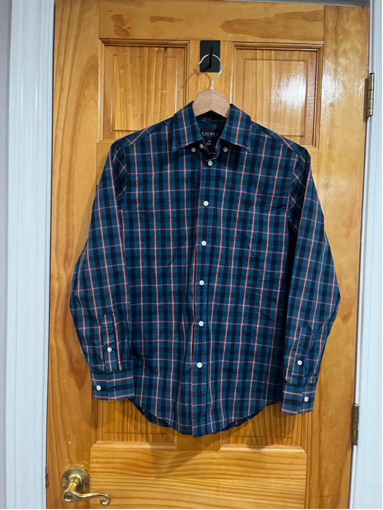 Black Label Lauren Ralph Lauren Red and Blue Plaid Button Down Shirt Size 16