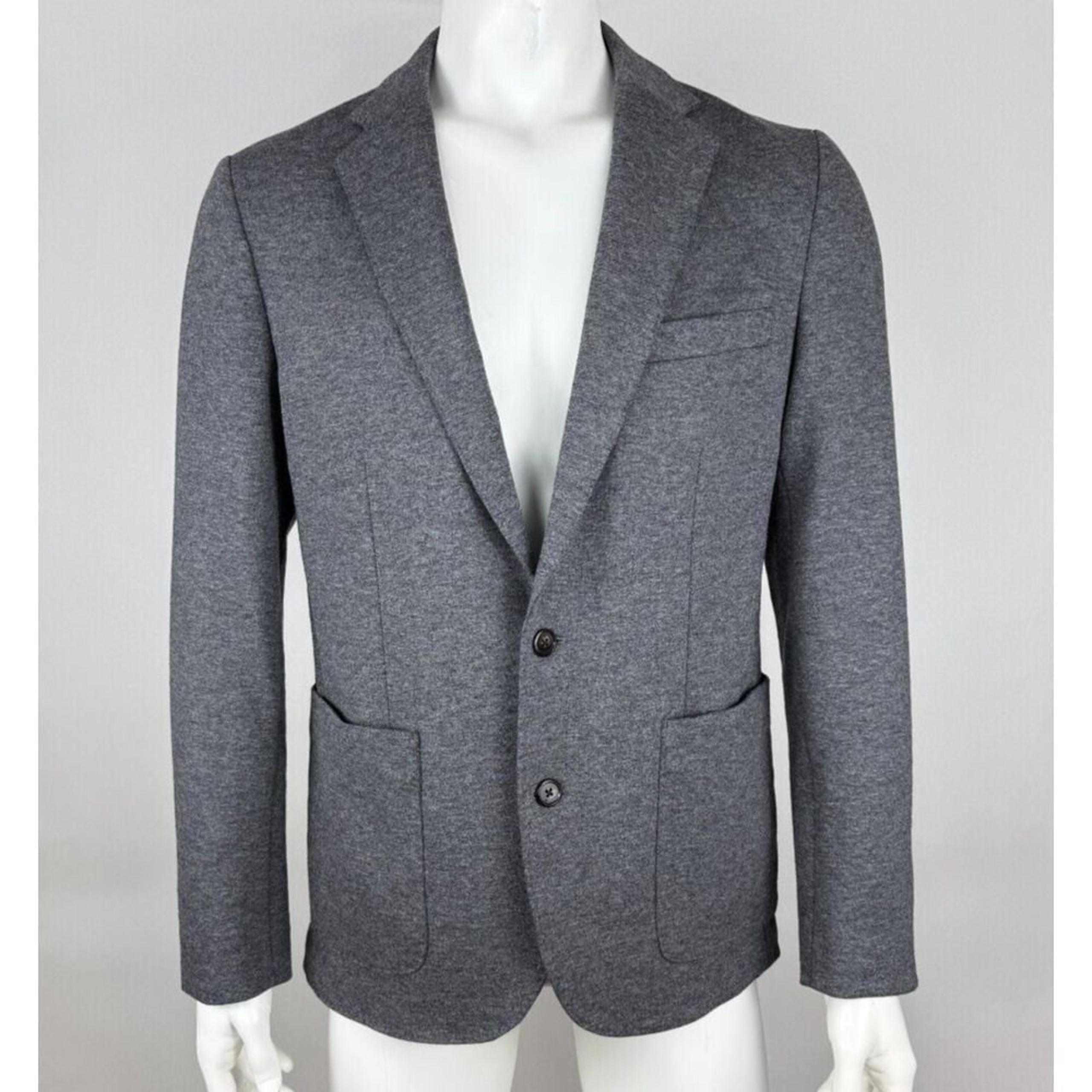 J Crew Slim-fit Knit Suit Jacket Mens M EUC Wool-Cotton Stretch Pockets 2-Botton