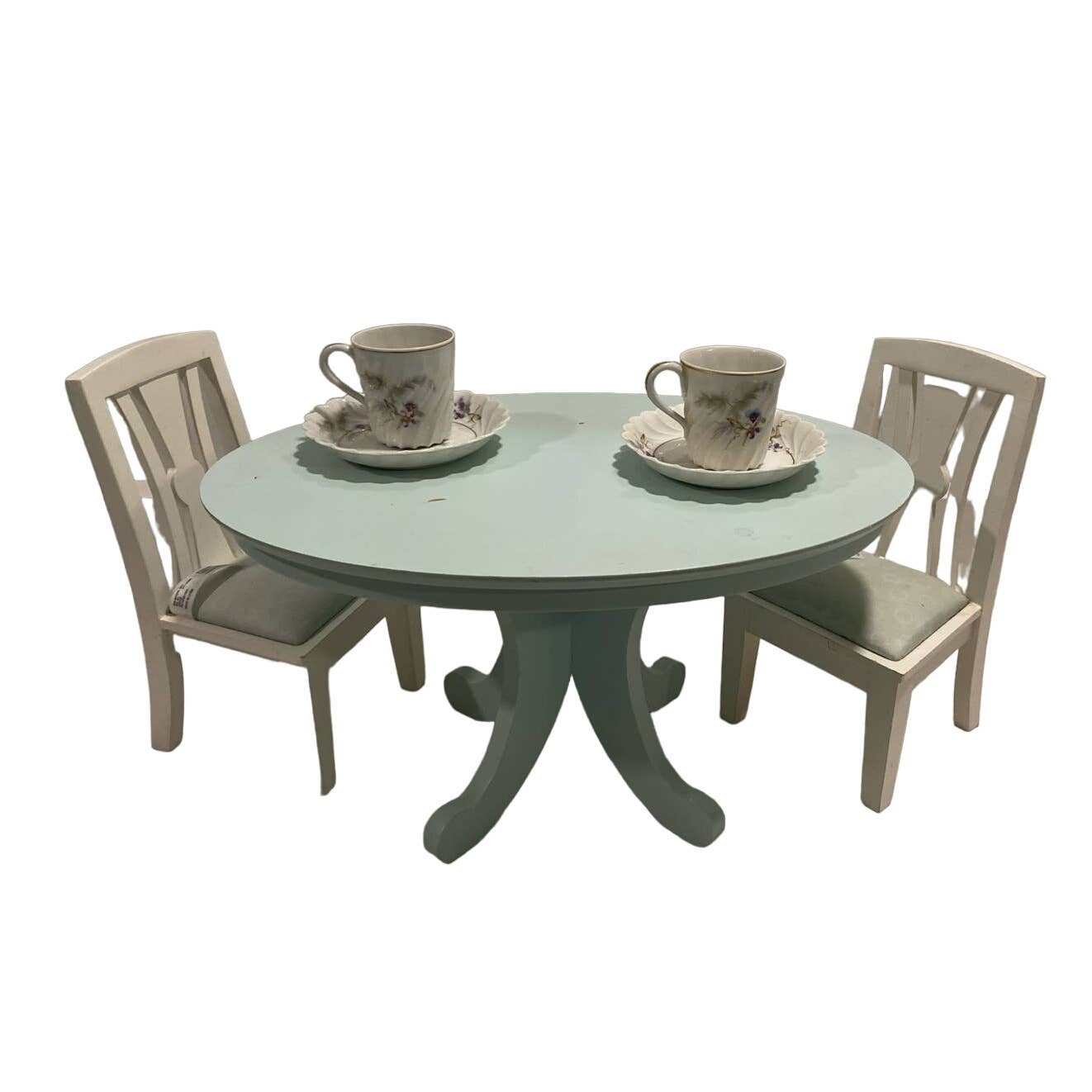 American Girl Retailed 2014 Teal Blue and White Dining room set 3 pieces
