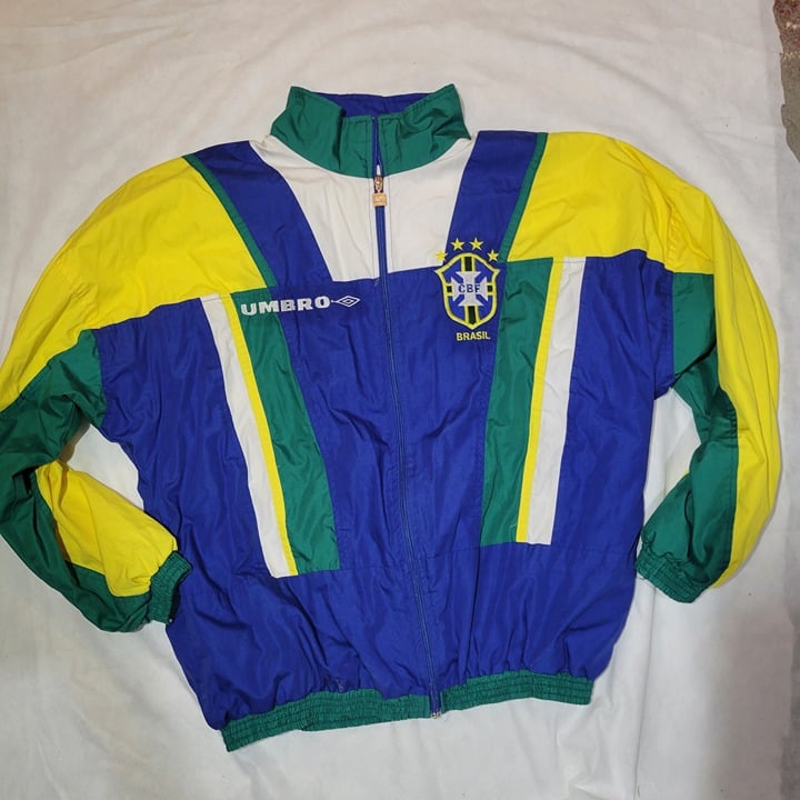 Original BRAZIL 1996 Olympic Home Jacket Track Top Windbreaker Umbro Ronaldo