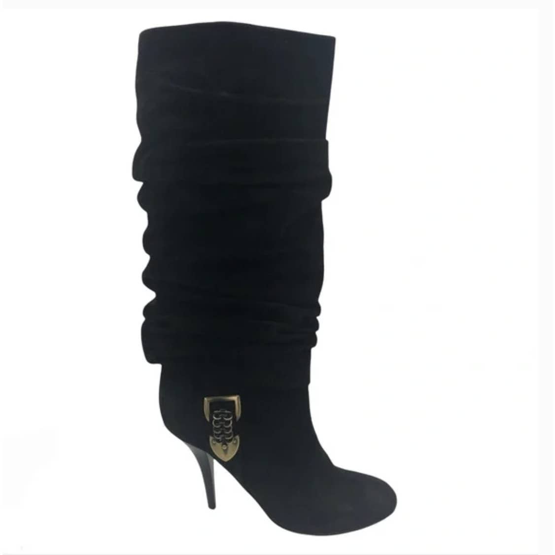 Christian Dior Suede Tall Boots Black 36 6 Black Slouchy Leather Knee High Heel