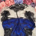 Sexy Blue Lace Teddy with Black Lace Overlay Lingerie