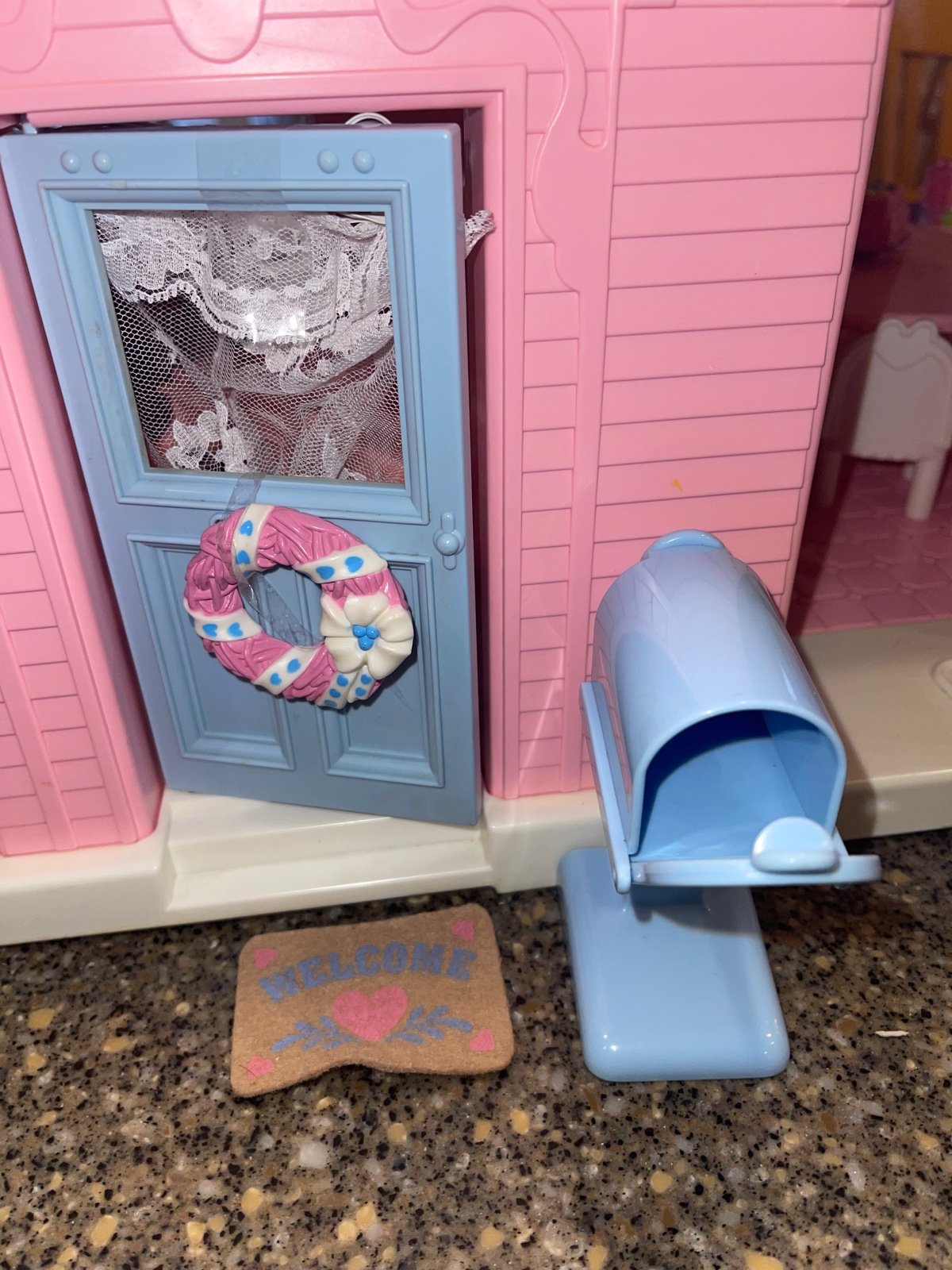 Dollhouse wreath PLAYSKOOL & mat + curtain! Set