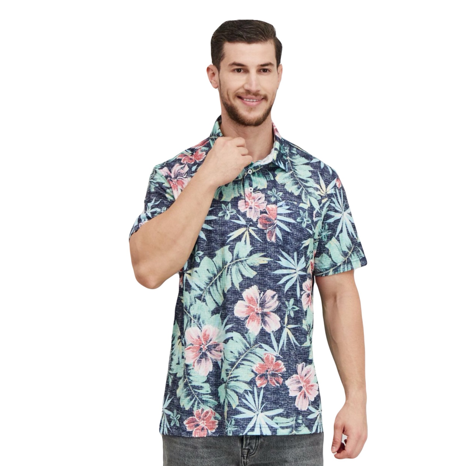 NWOT IZOD Polo Shirt 4X Saltwater Hawaii Tropical Floral Stretch Short Sleeve