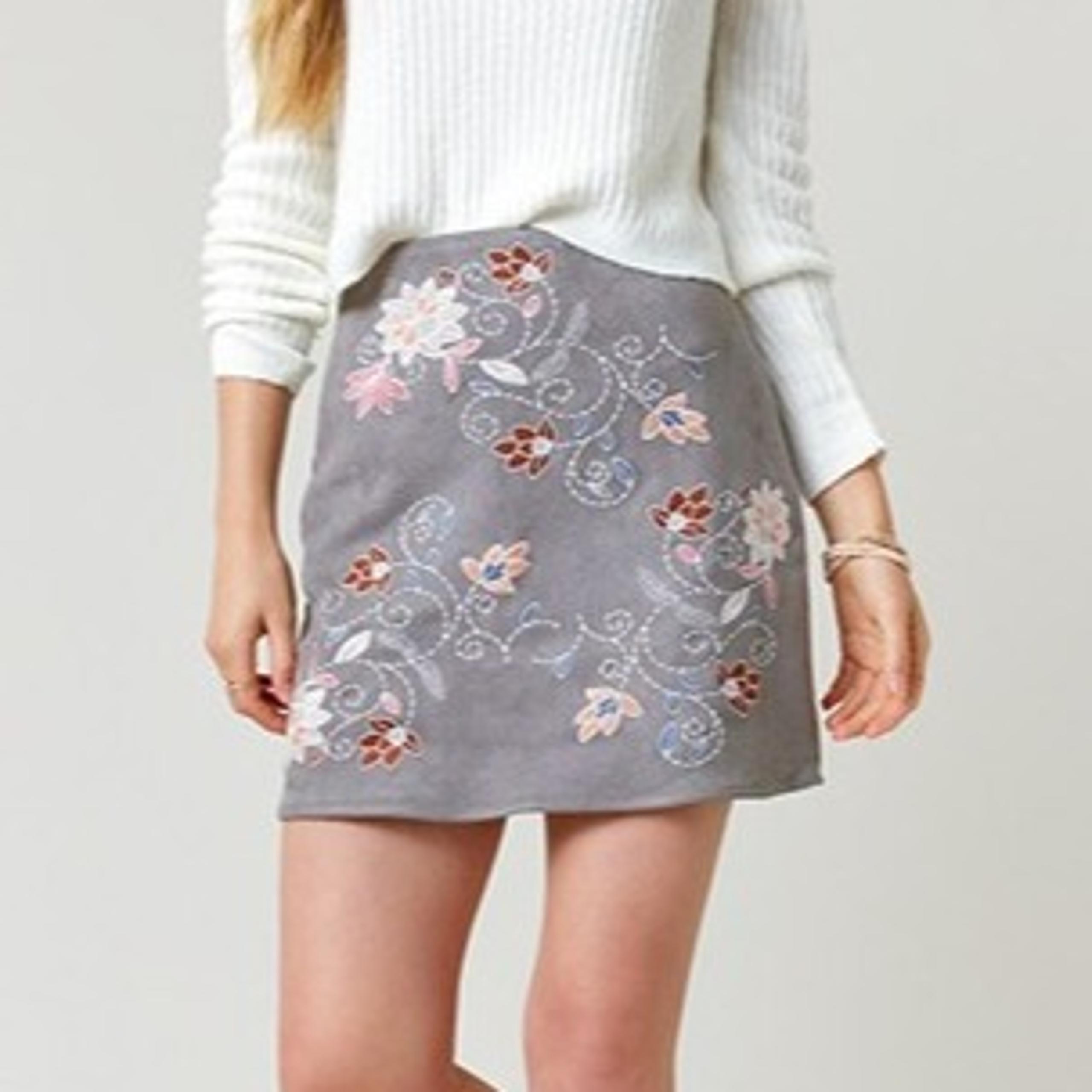 Francesca's Alice Embroidered Mini Skirt Size LARGE. NWT.