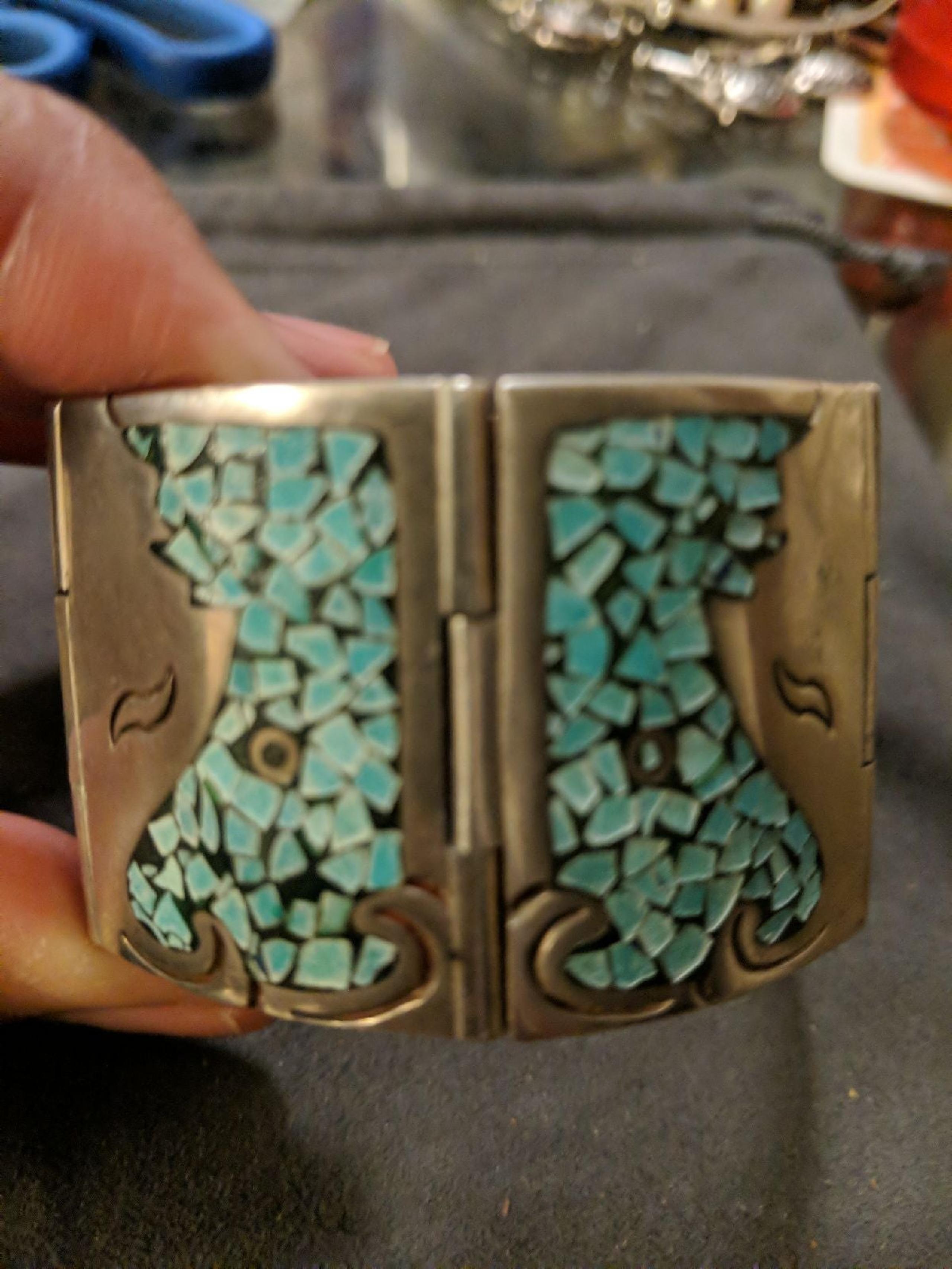 Designer heavy sterling silver turquoise