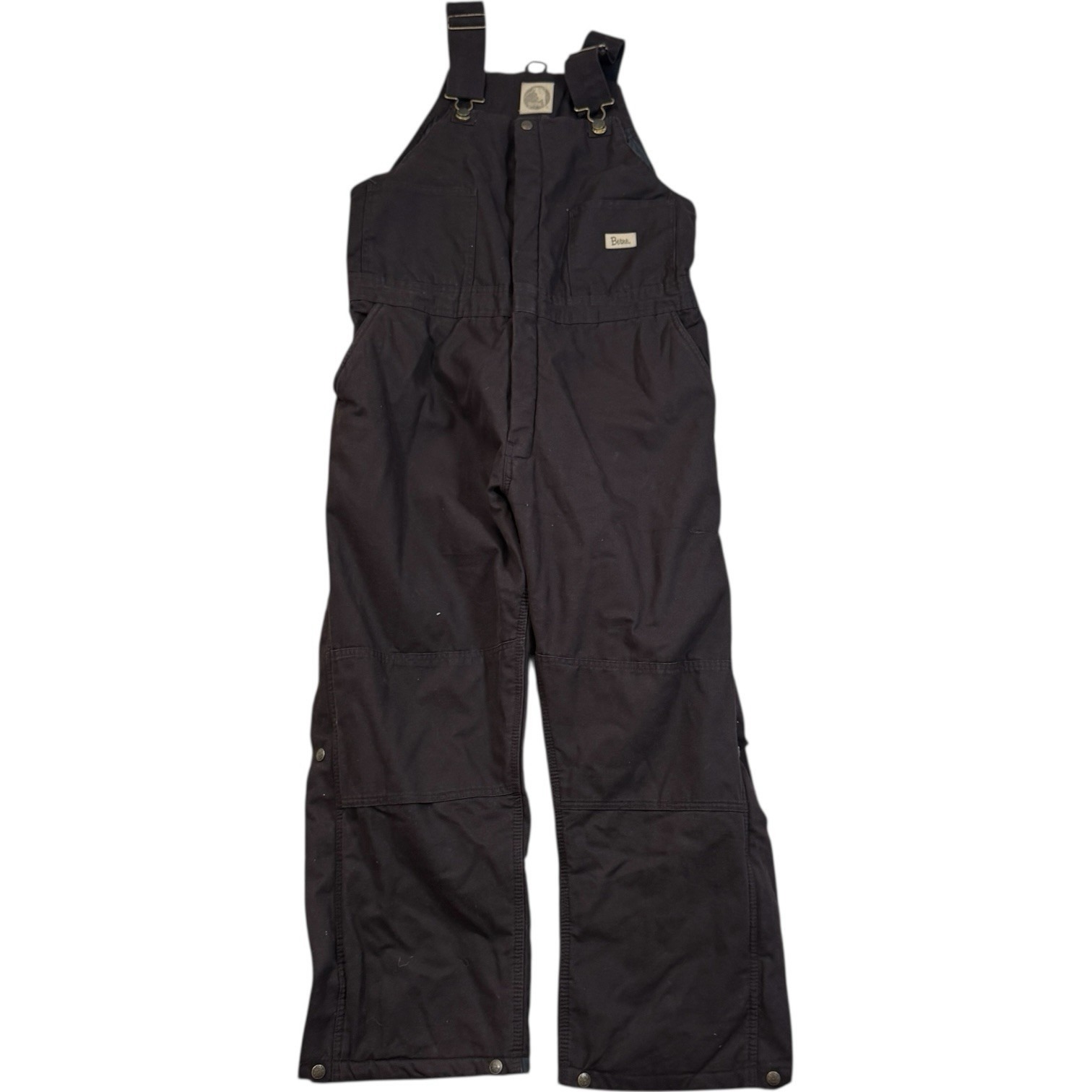 Berne Women Large Short Canvas Duck Bib Work Overalls Insulated Brown Excellent