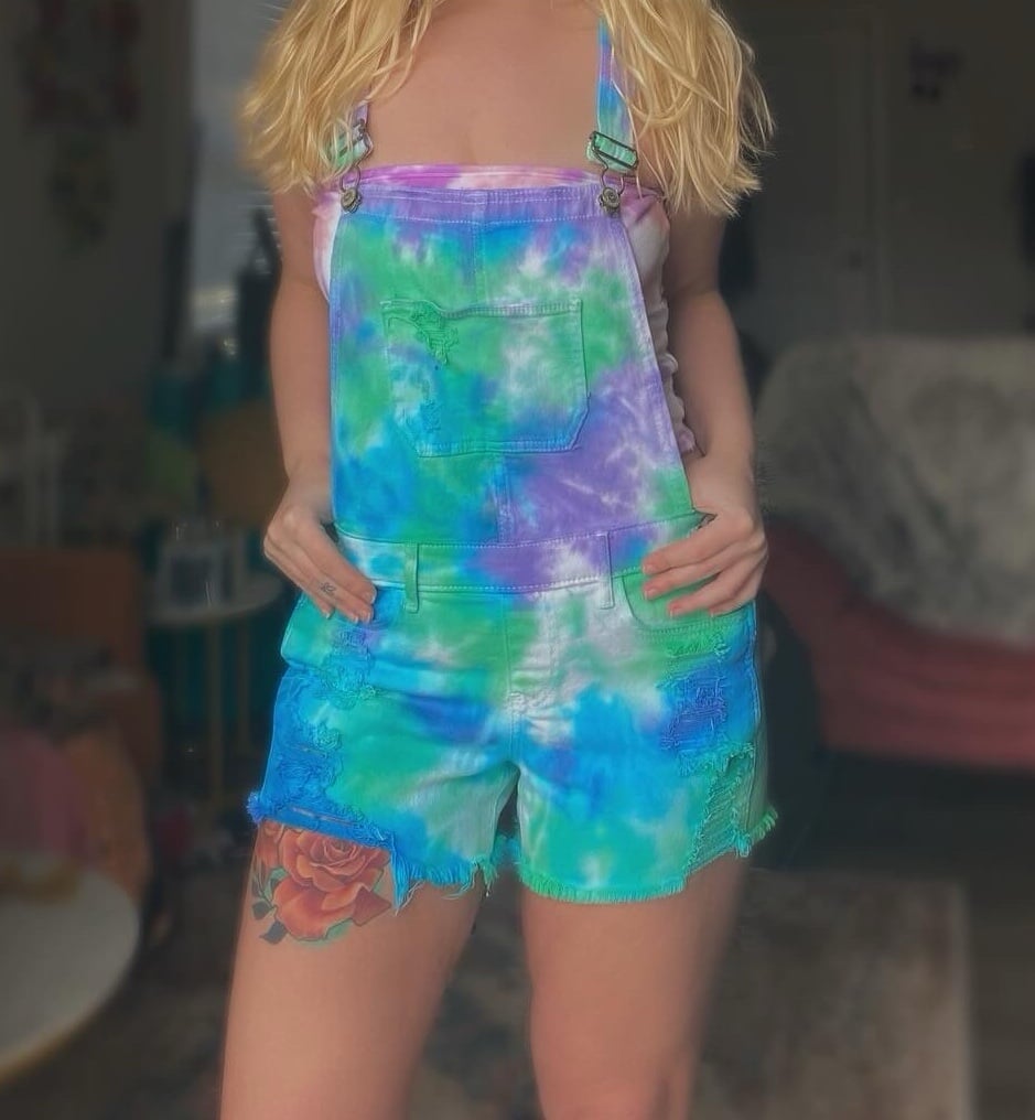 Tie dye shortalls hollister small