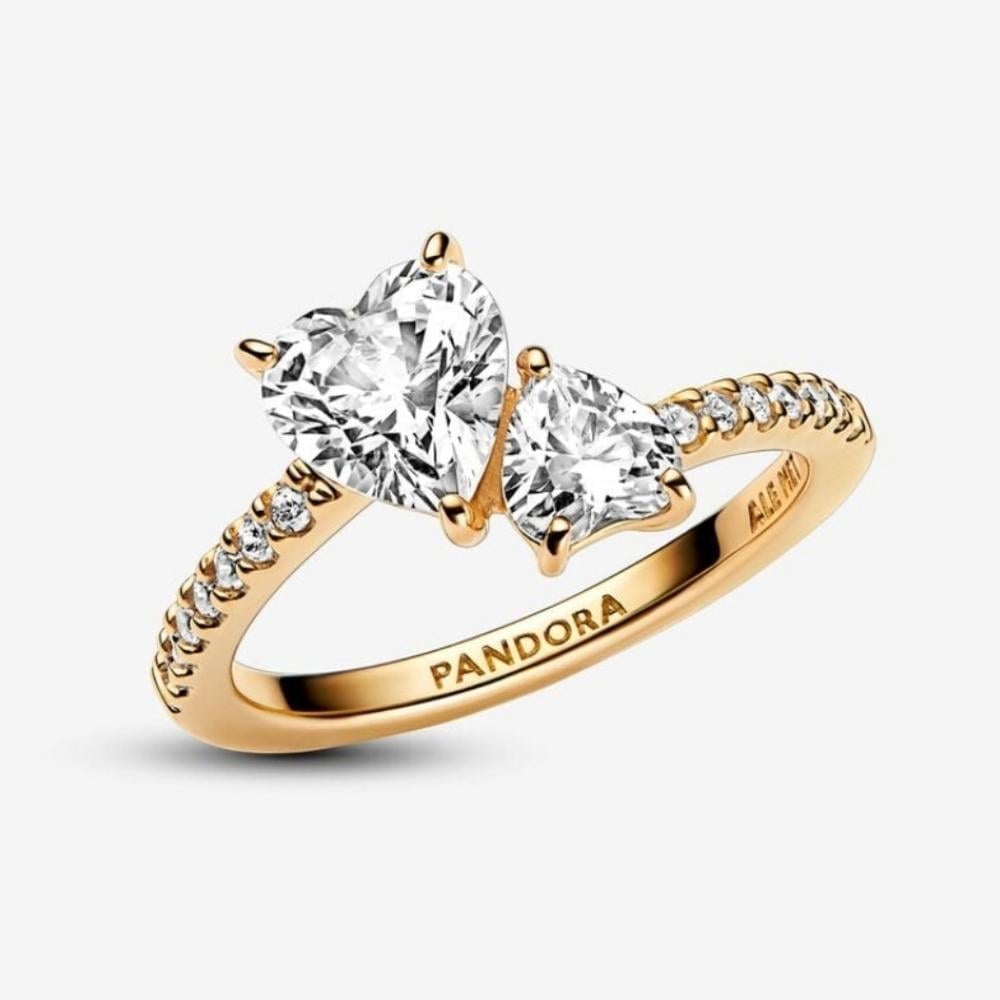 Double Heart Sparkling Ring