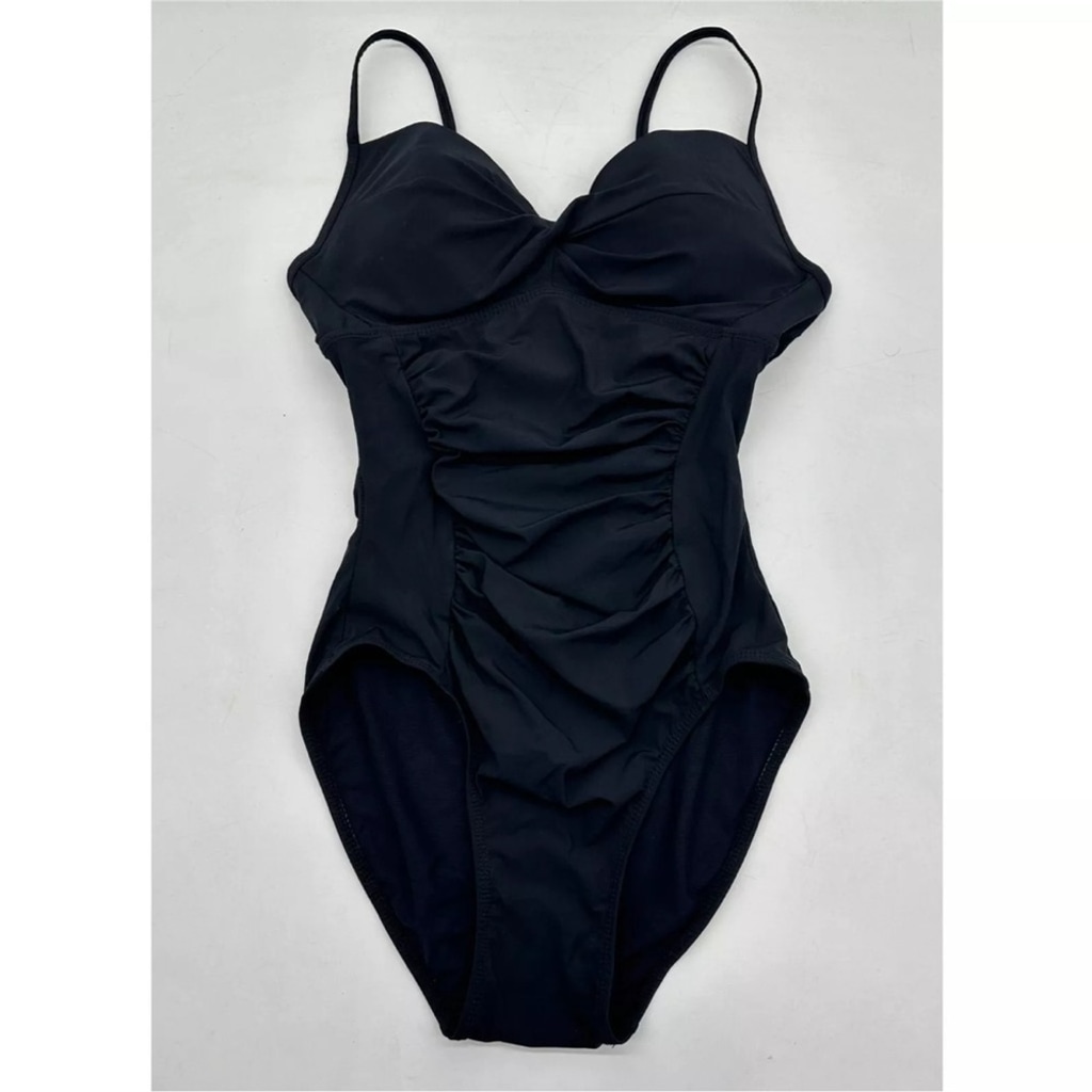 Spanx Love Your Assets Swimsuit Womens One Piece Ruched Black Small swim