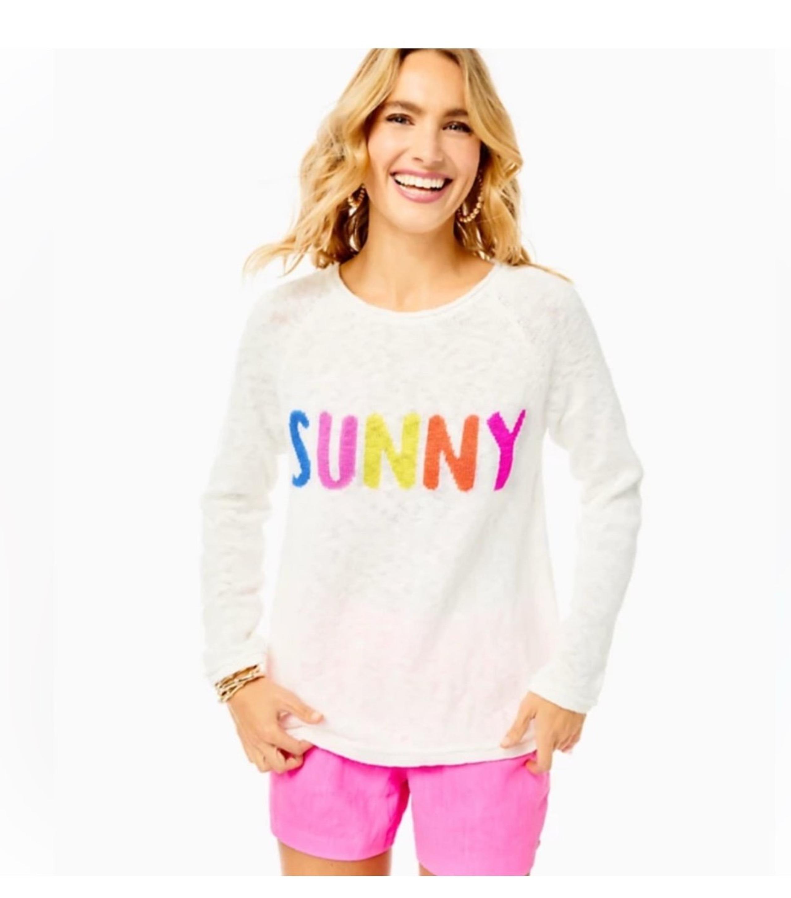 Lilly Pulitzer SUNNY Danette Sweater Womens XS White Cotton Blend Beach Resort