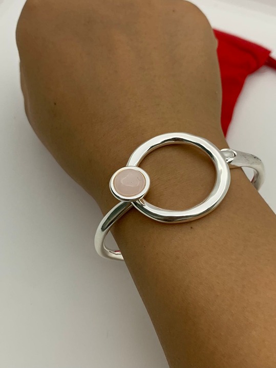 UNO de 50 silver Bracelet with a Light pink pearl