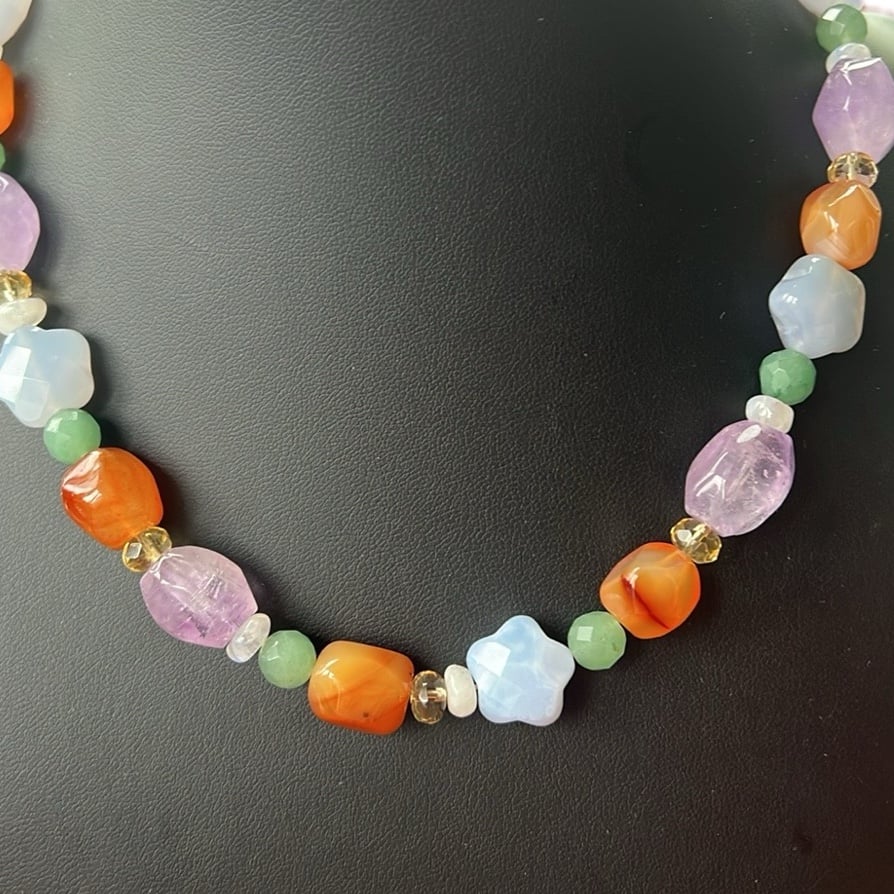 Carolyn pollock sterling silver multi gemstone necklace adjustable 925