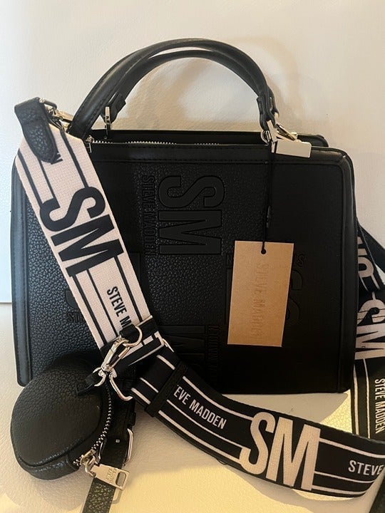 NWT STEVE MADDEN BMATEO CROSSBODY BAG TOP HANDLE SATCHEL W AIRPOD CASE