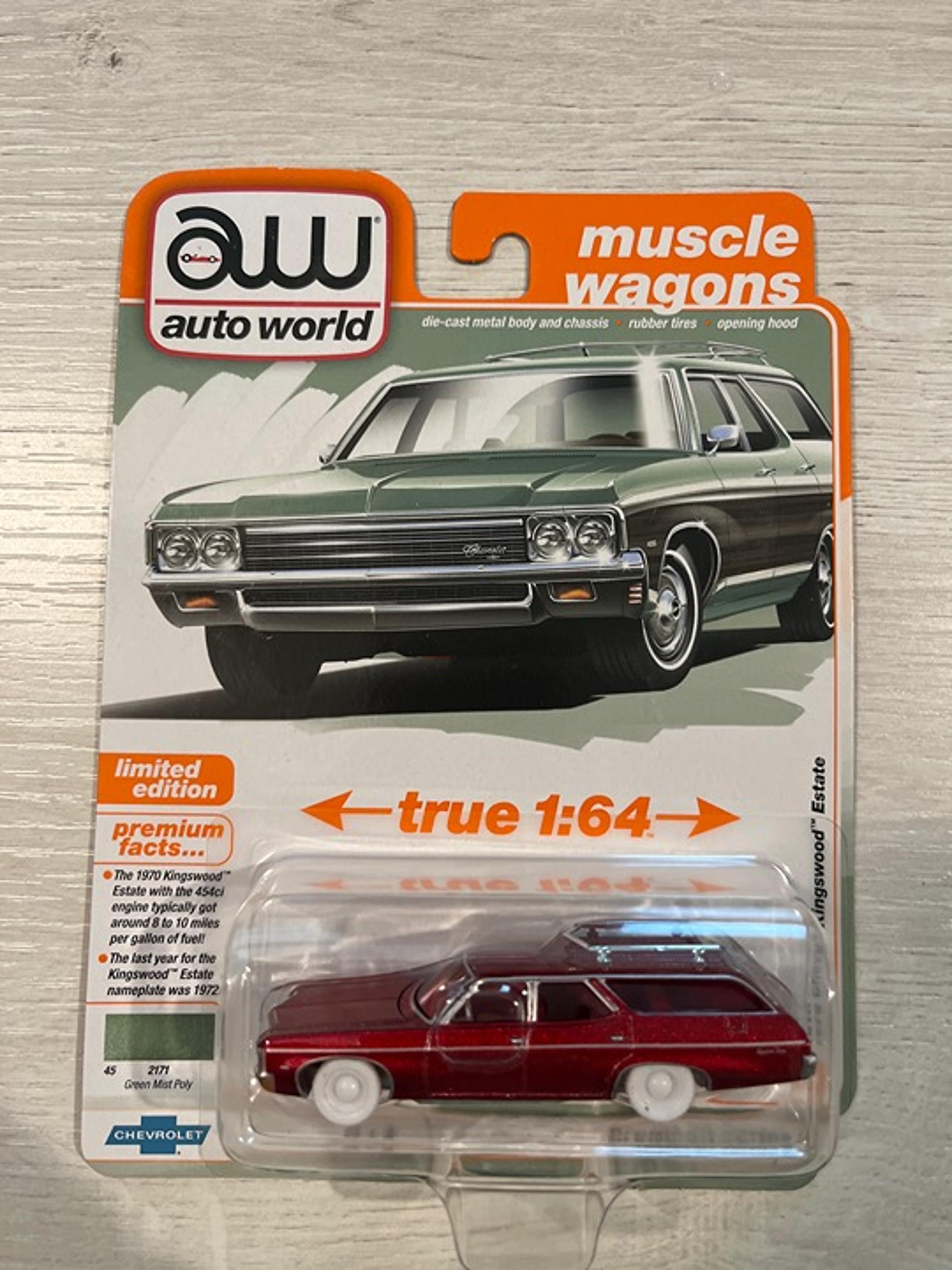 Auto World Ultra Red Chase 1970 Chevy Kingswood Estate