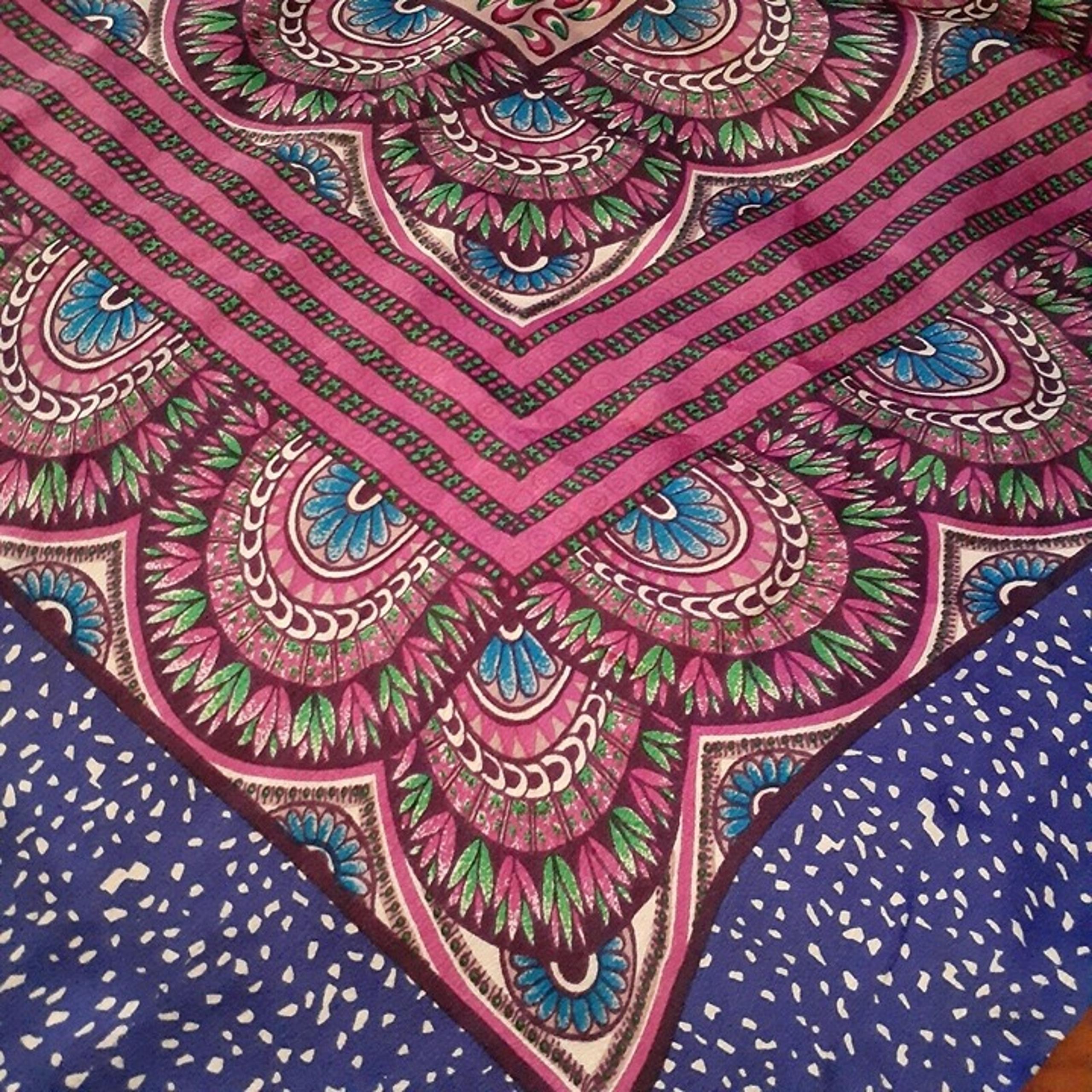 Vintage Scarf Peacock Feather Print Hand Rolled Silk Square  31" x 31"