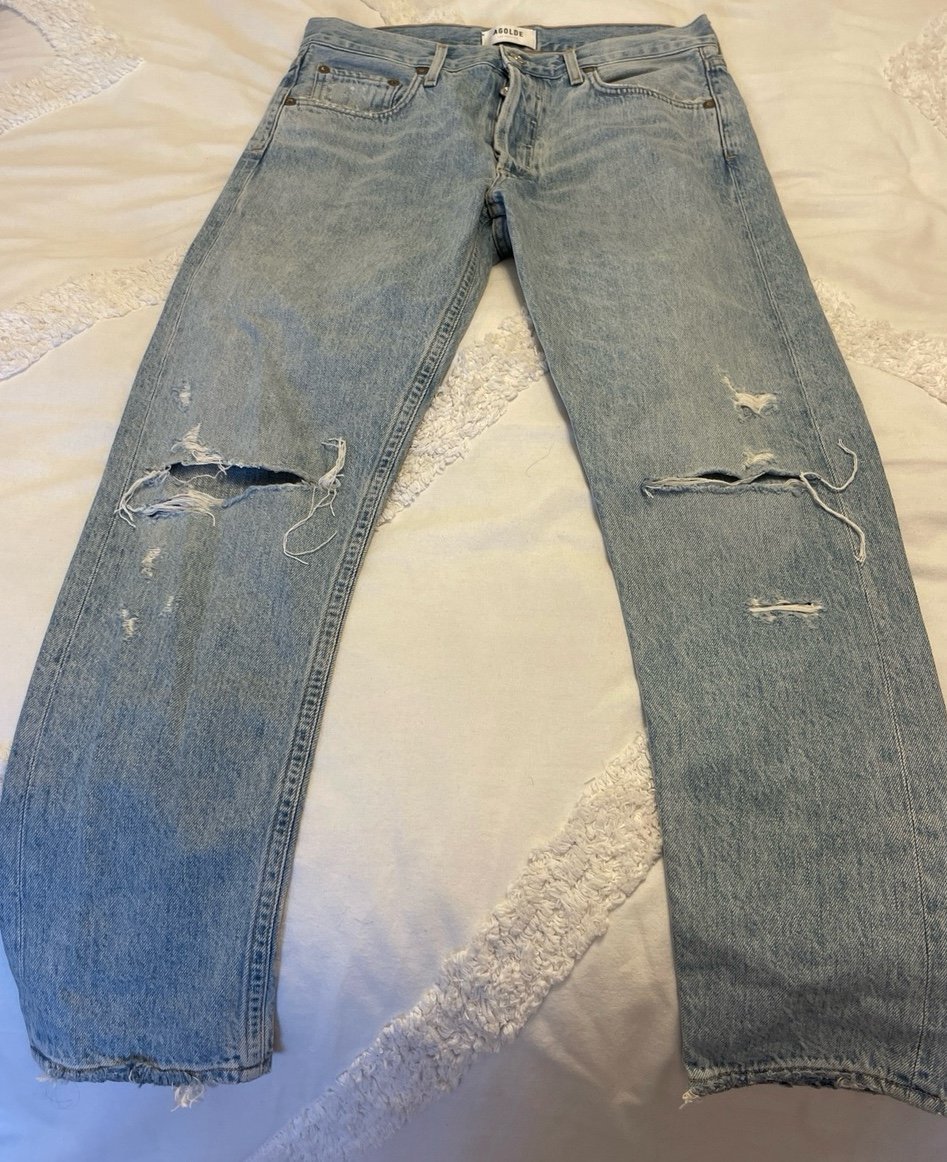 AGOLDE Light Wash Straight Leg Jeans