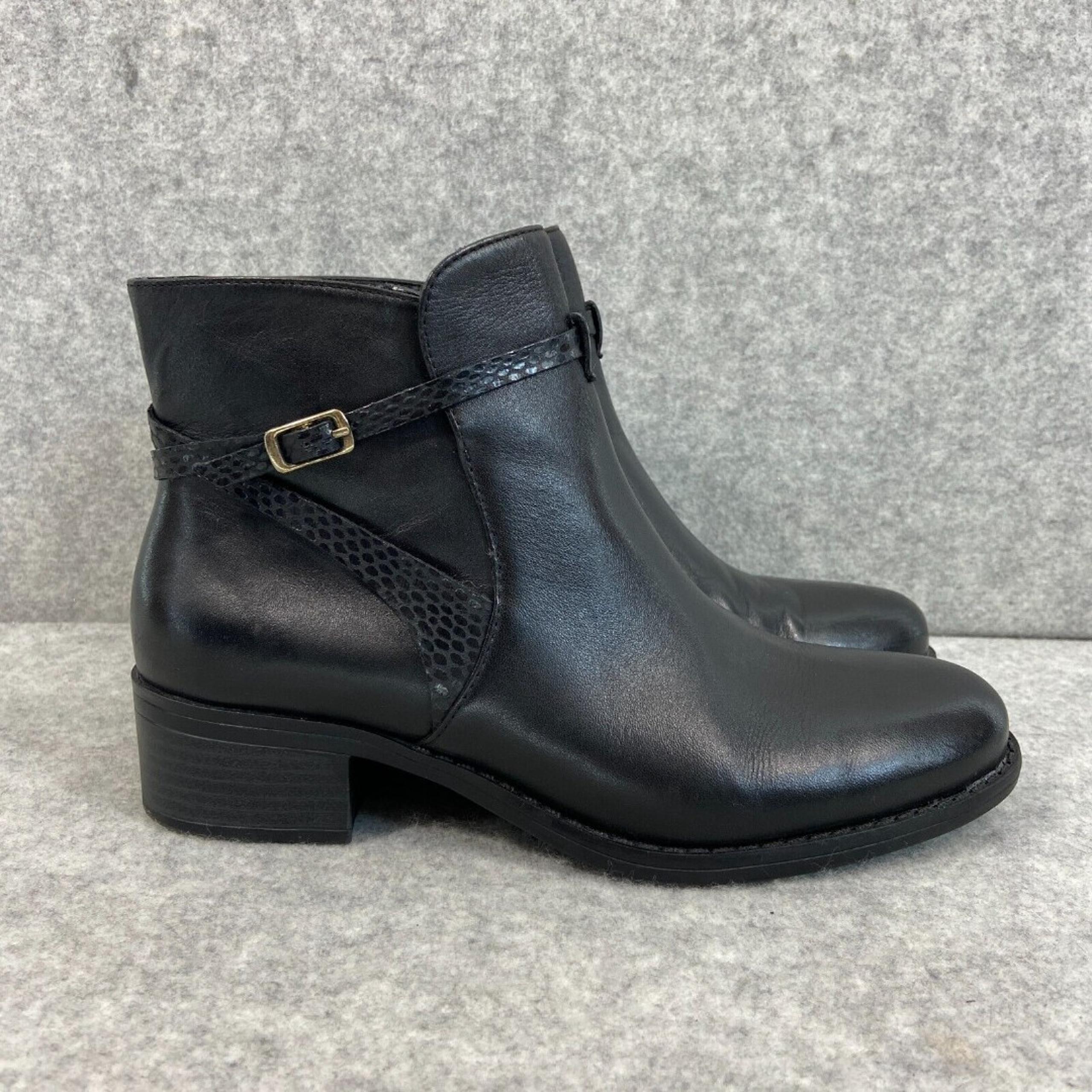 Isaac Mizrahi Live Stacy Black Leather Ankle Boot Womens 7