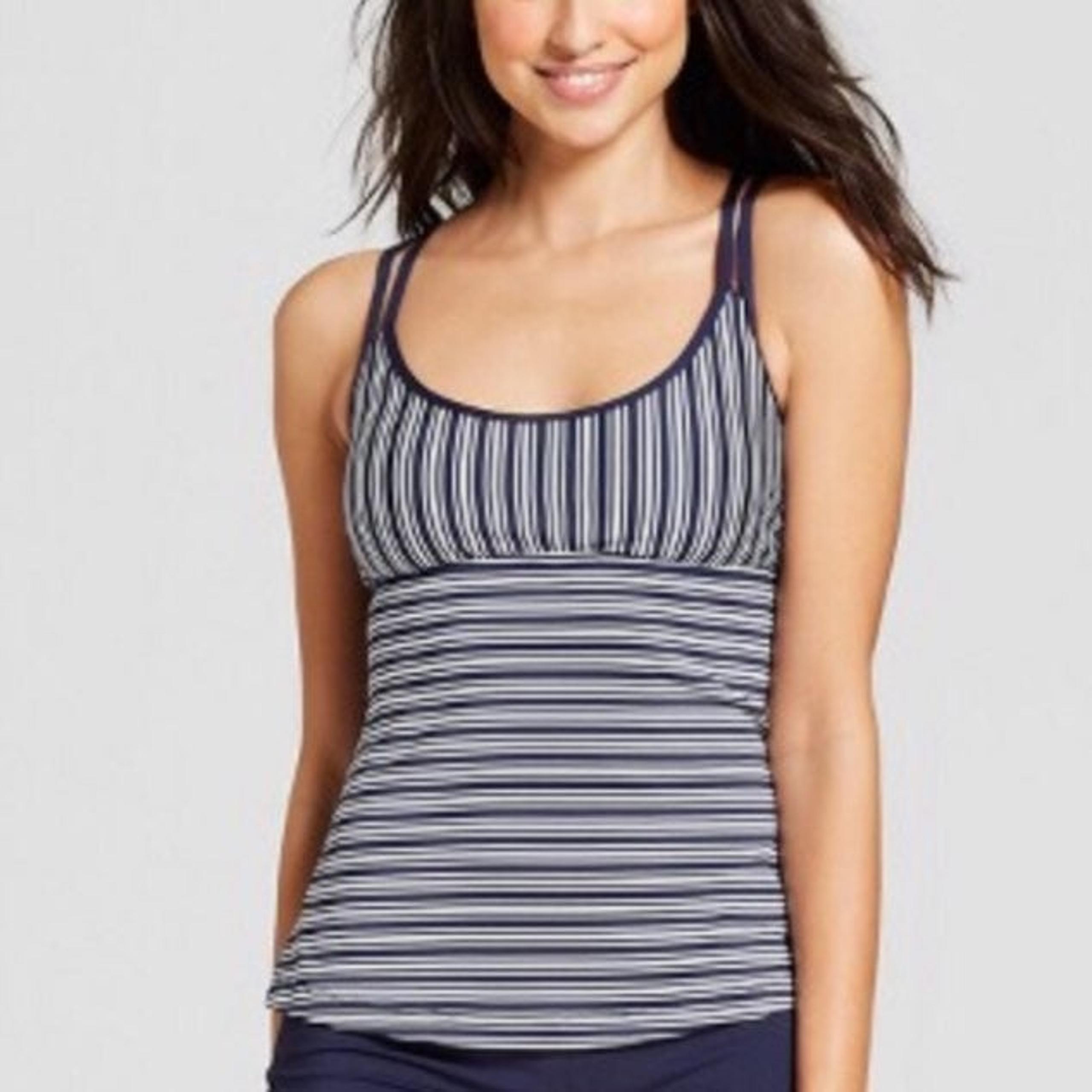 NWT Striped Racerback Tankini Top Medium