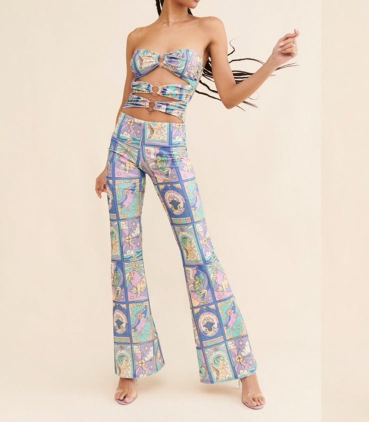 450 Oceanus x Anthropologie Eden Cutout Strapless Jumpsuit Sz M Romper Purple