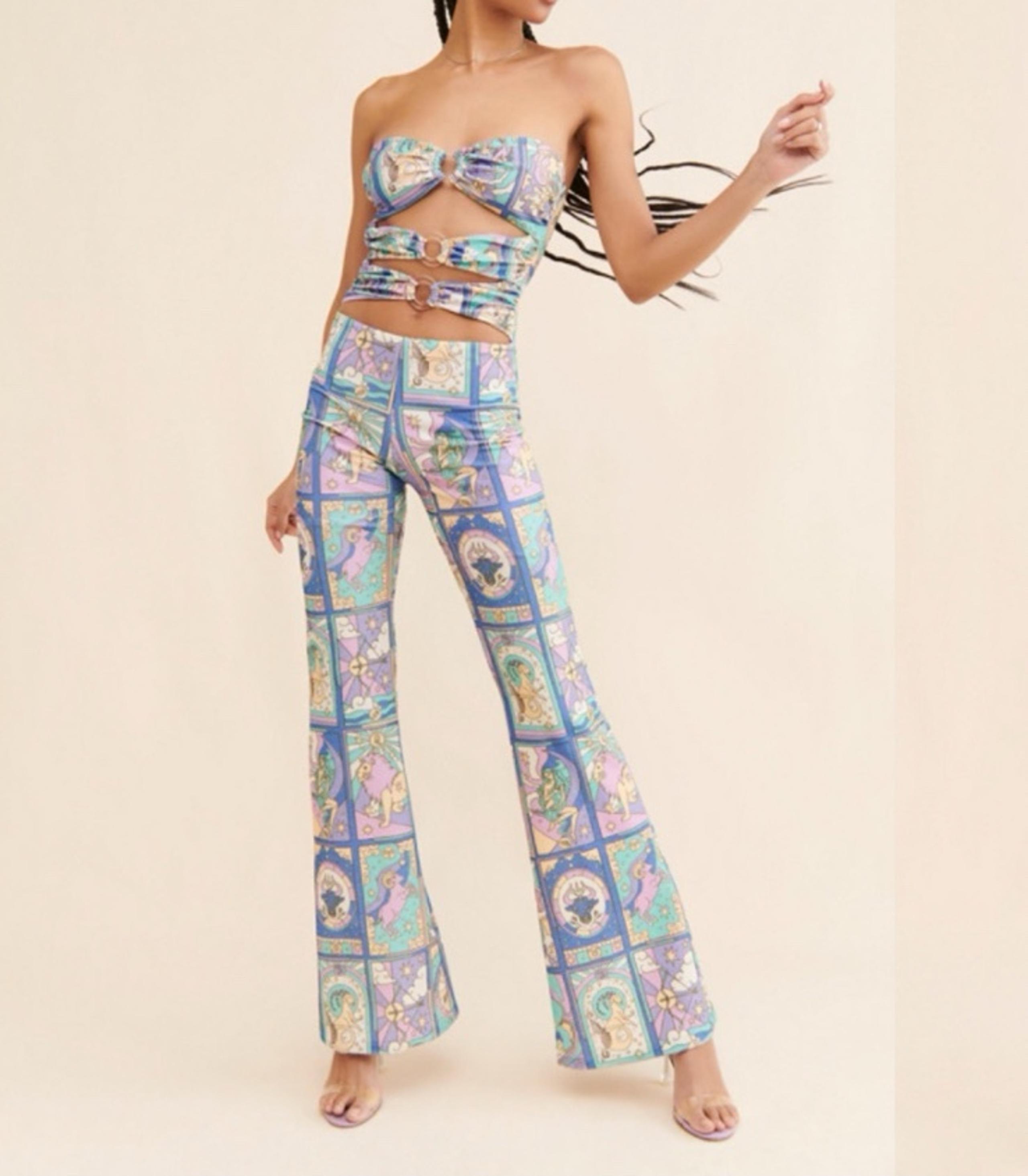 $450 Oceanus x Anthropologie Eden Cutout Strapless Jumpsuit Sz M Romper Purple