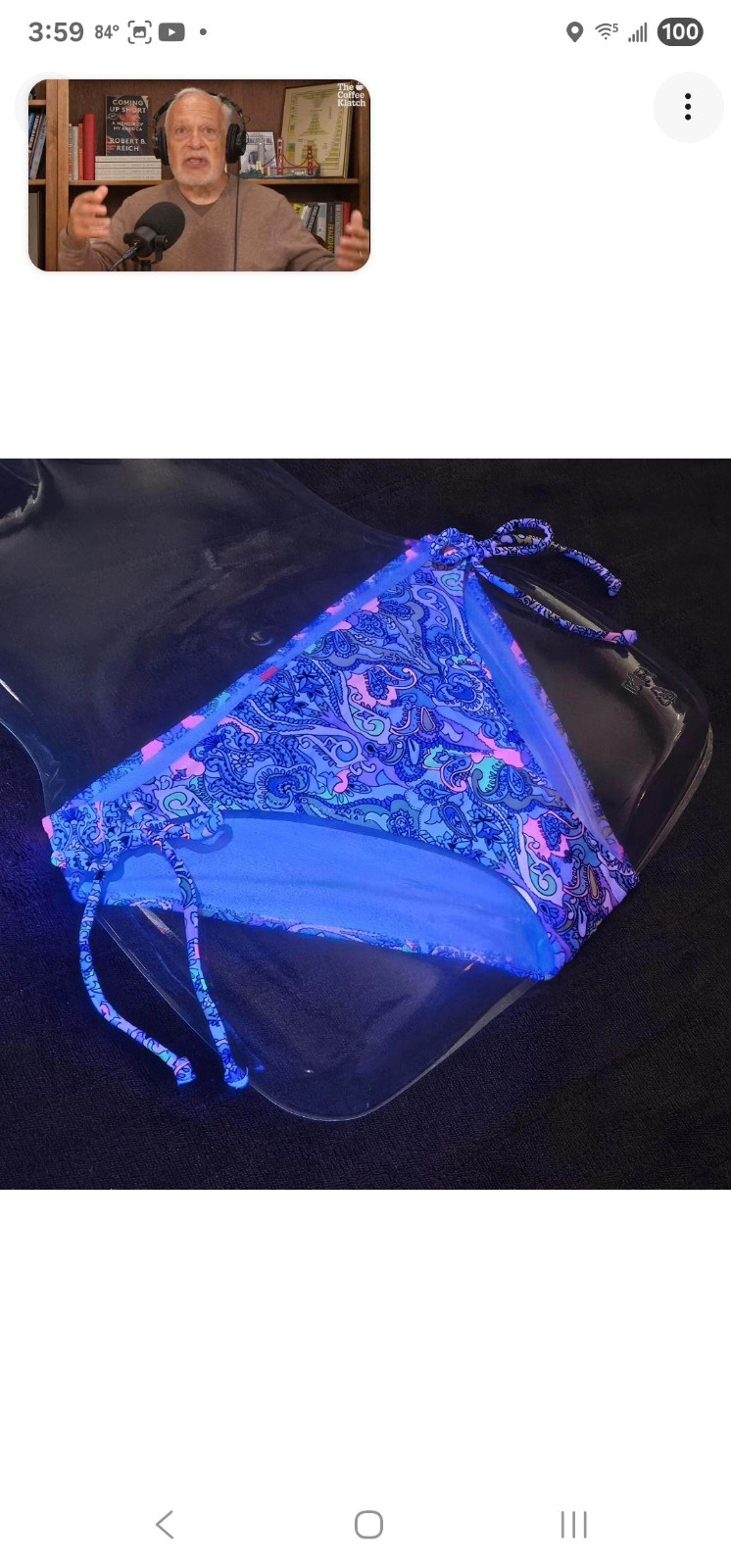 Victoria's Secret NEON Cheeky Paisley Swim Bikini Large Adjustable Side Tie NWOT