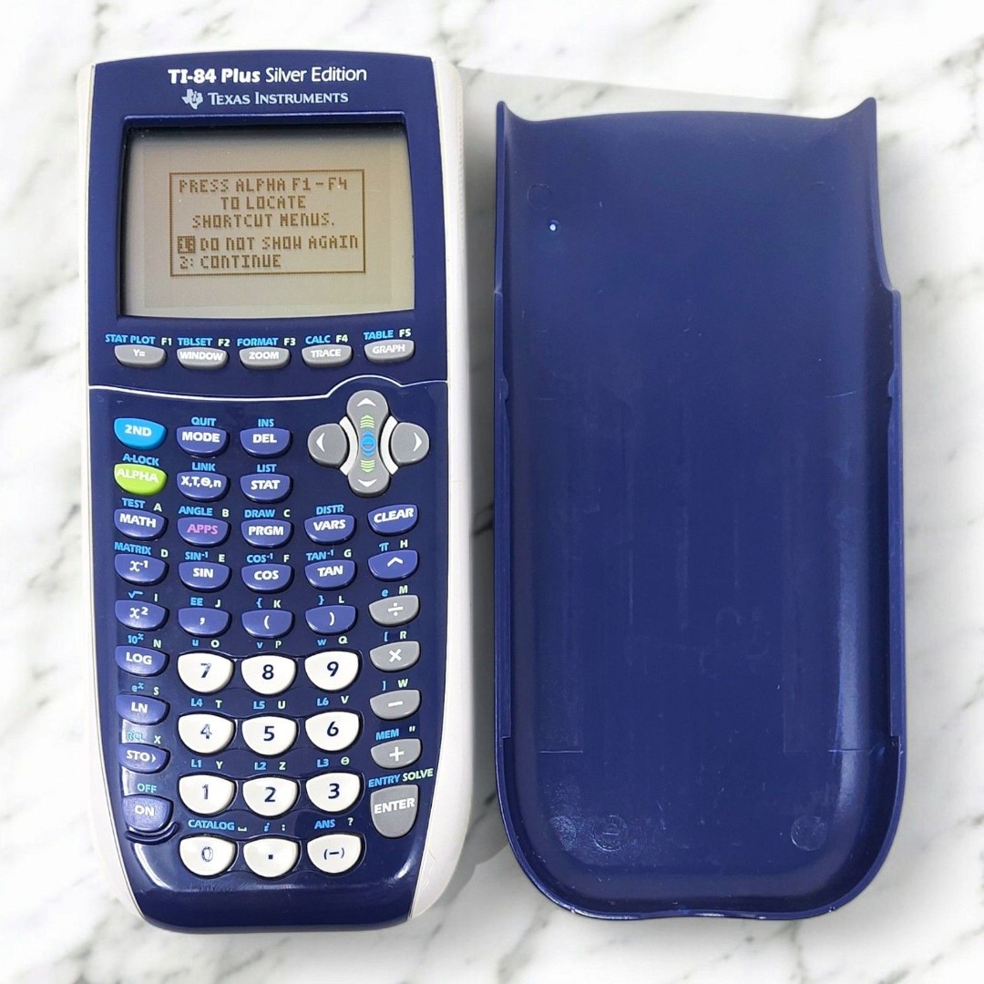 Texas Instruments TI-84 Plus Silver Edition Graphing Calculator With Blue Cover
