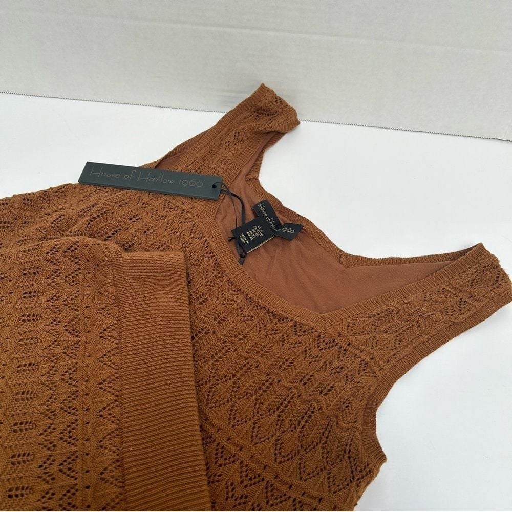 House of Harlow 1960 NWT Brown 2 Piece Sweater Tank Top & Ruffle Skirt size XS