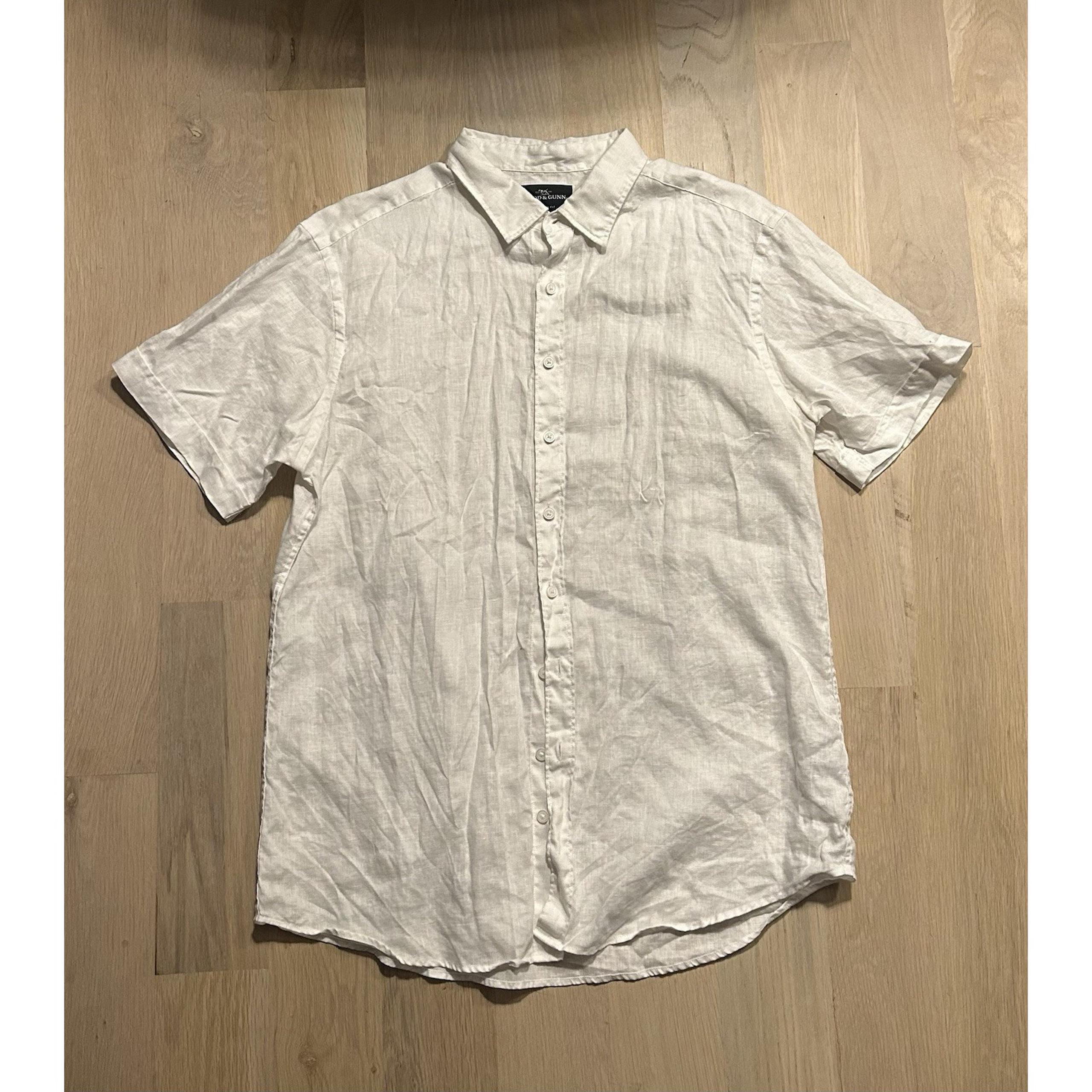 Rodd & Gunn White Linen Short Sleeve Button-Up Shirt Men's XL Sports Fit