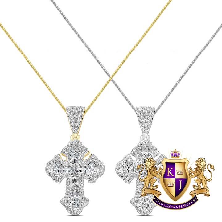 27+ Grams Real Silver 14K Gold Finish Holy Jesus Cross Pendant Charm +Free Chain