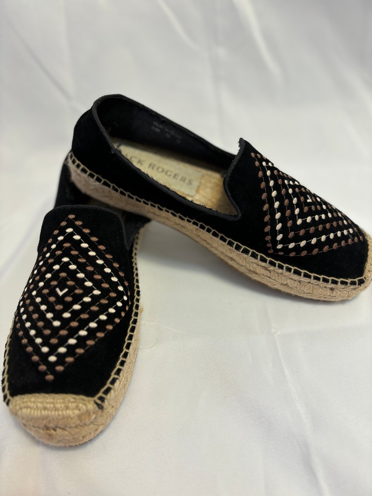 Jack Rogers Luna Suede Embroidered Espadrilles Size 9.5