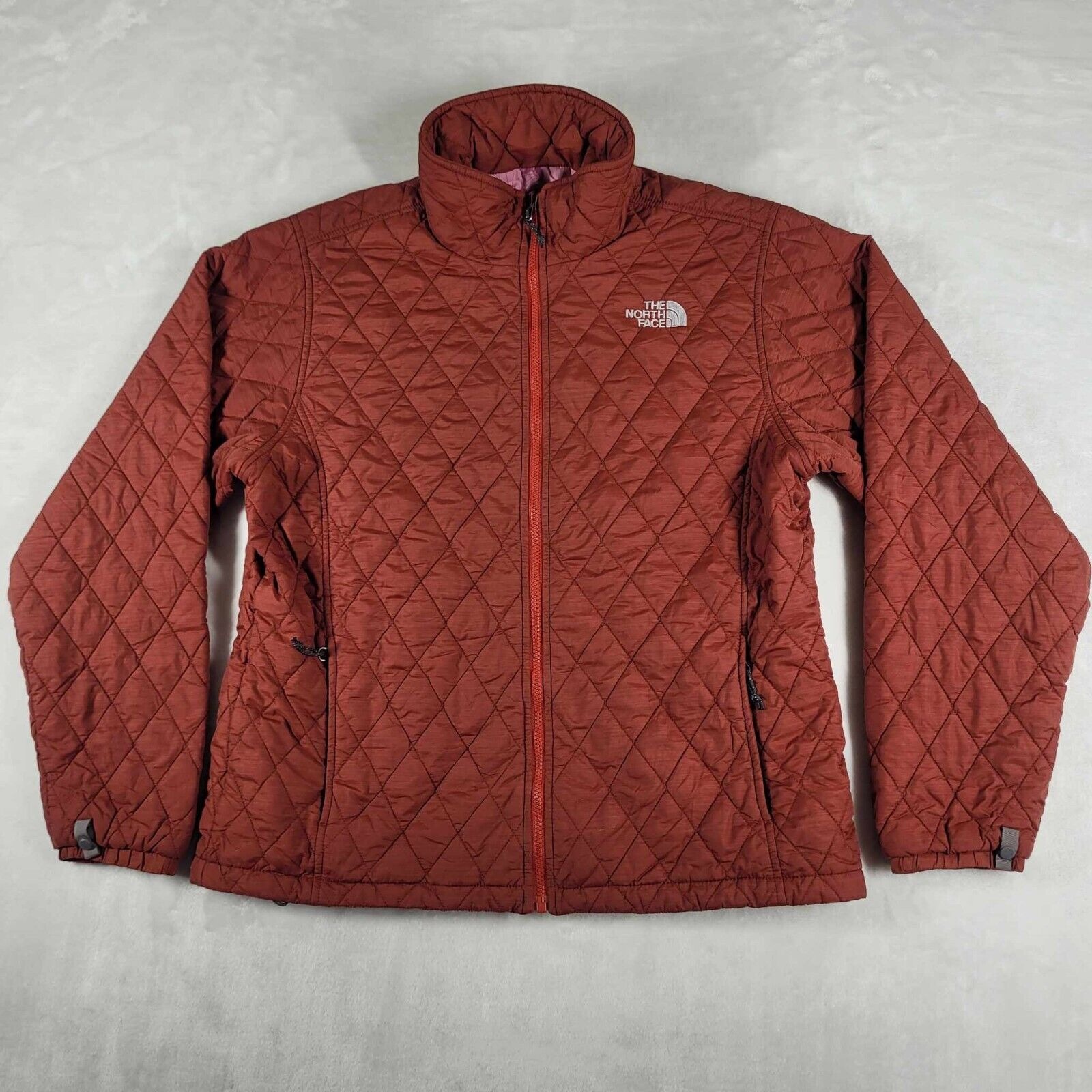 The North Face Quilted Jacket Women's XL Amber Orange Puffer Full Zip Floral