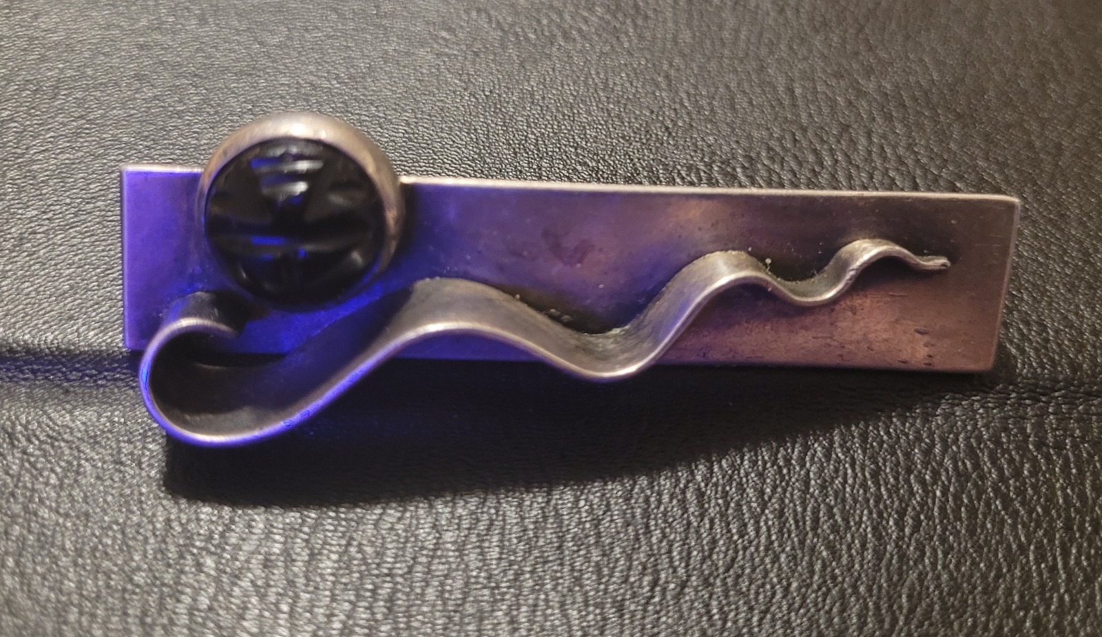 Native Vtg S S Rare Black Onyx Face Men's Long 3 x5/8 Heavy 38.7G Money Clip