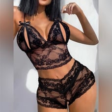 Black Lace Bralette & Panty Lingerie Set