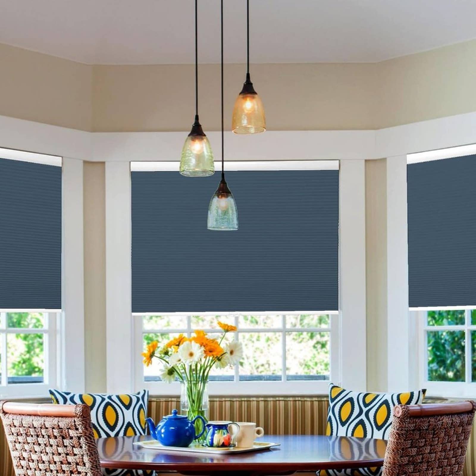BlinDecor Blackout Cellular Shades Cordless Honeycomb Blinds Shade 24 x64 Blue