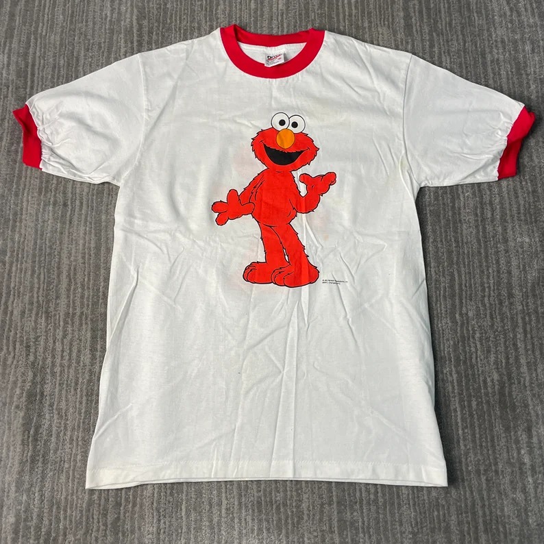 Vintage 90s Elmo Sesame Street Cartoon Double Sided 1990s Fashion Childhood