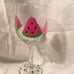 Watermelon Decor, Hand Painted, Summer, Watermelon, Wine Glasses, Set of 4