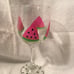 Watermelon Decor, Hand Painted, Summer, Watermelon, Wine Glasses, Set of 4