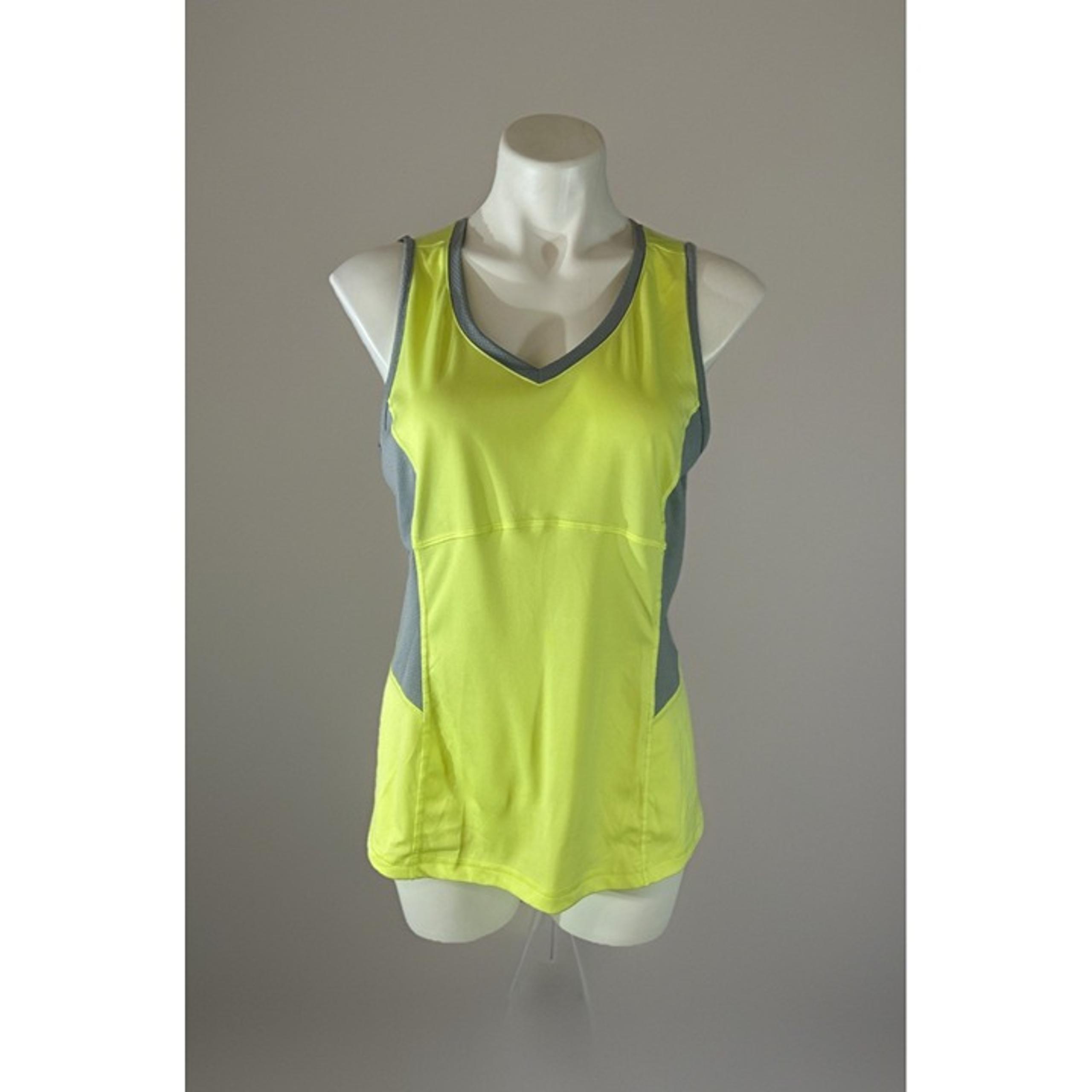 DRYTEK womens Workout Tank Top Size Large Yellow Gray Sleeveless shirt - Tek Gear