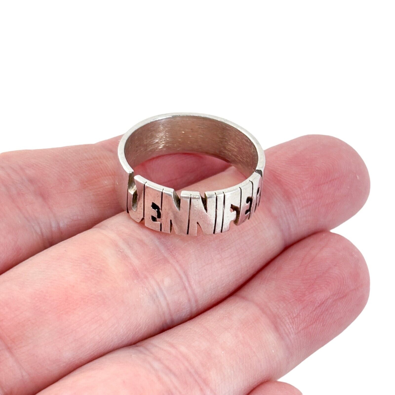 Vintage Sterling Silver 925 JENNIFER Name Ring Size 12
