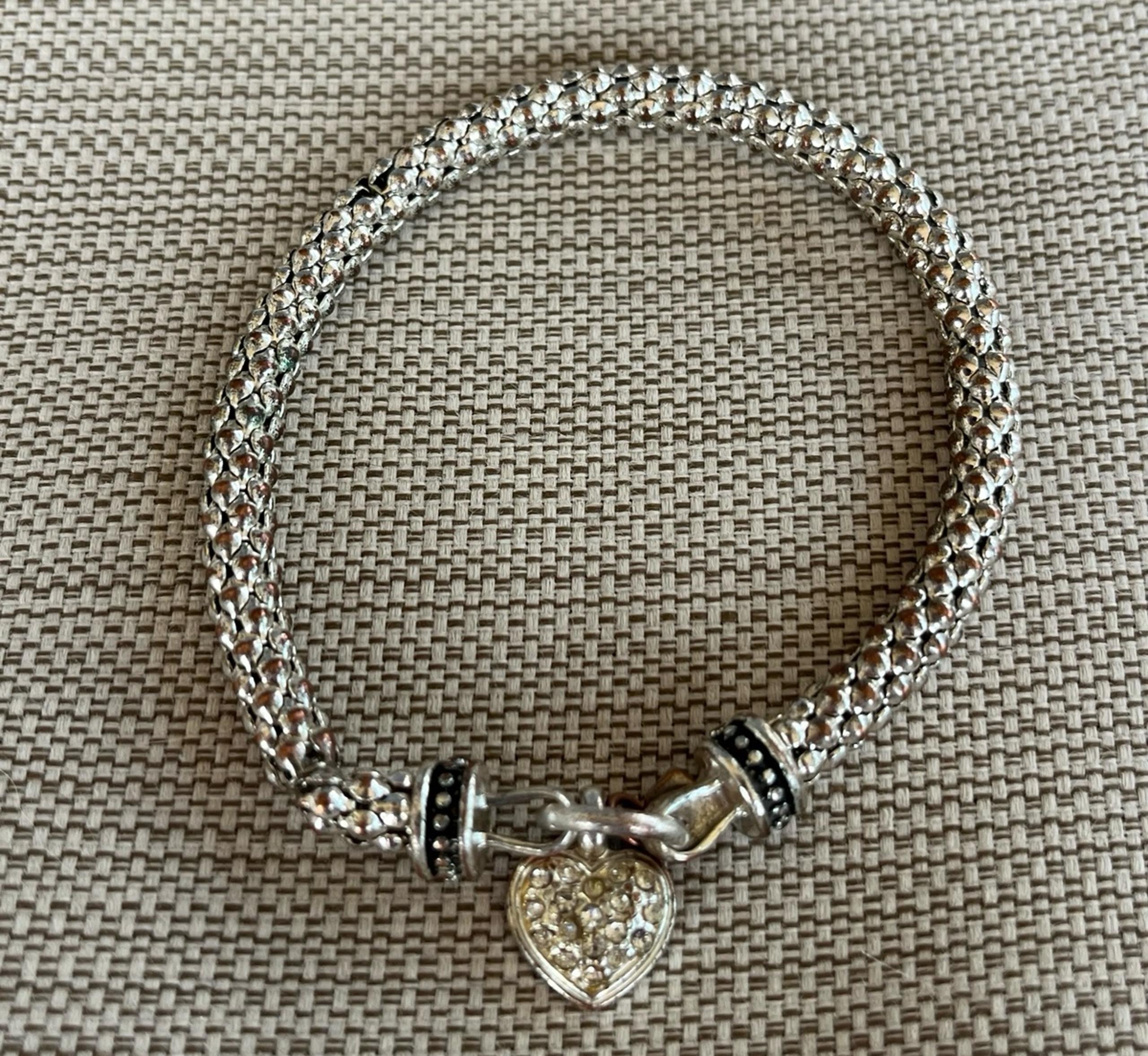Nine West Women's Bracelet Pave Heart Stretch Silver Tone Crystal