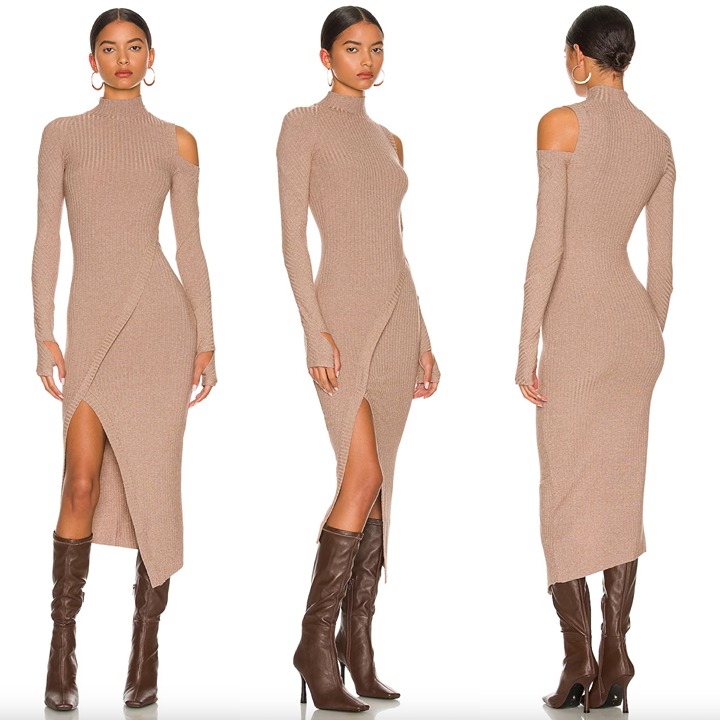 ALIX NYC HARPER Cut-Out Turtleneck Midi Sweater Dress {L}