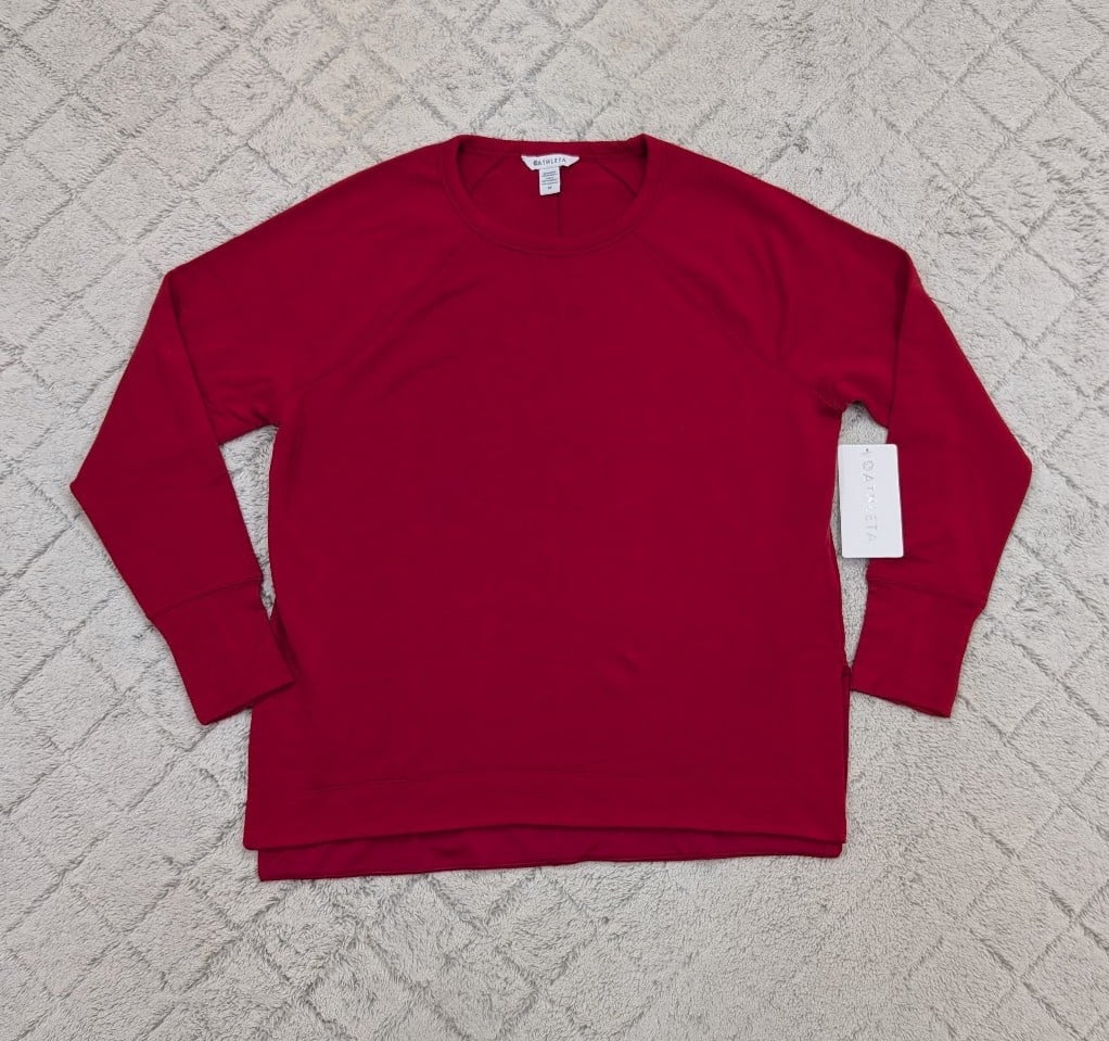 Athleta Sweatshirt Womens M Red Coaster Luxe Recover Soft Stretch Lounge NEW