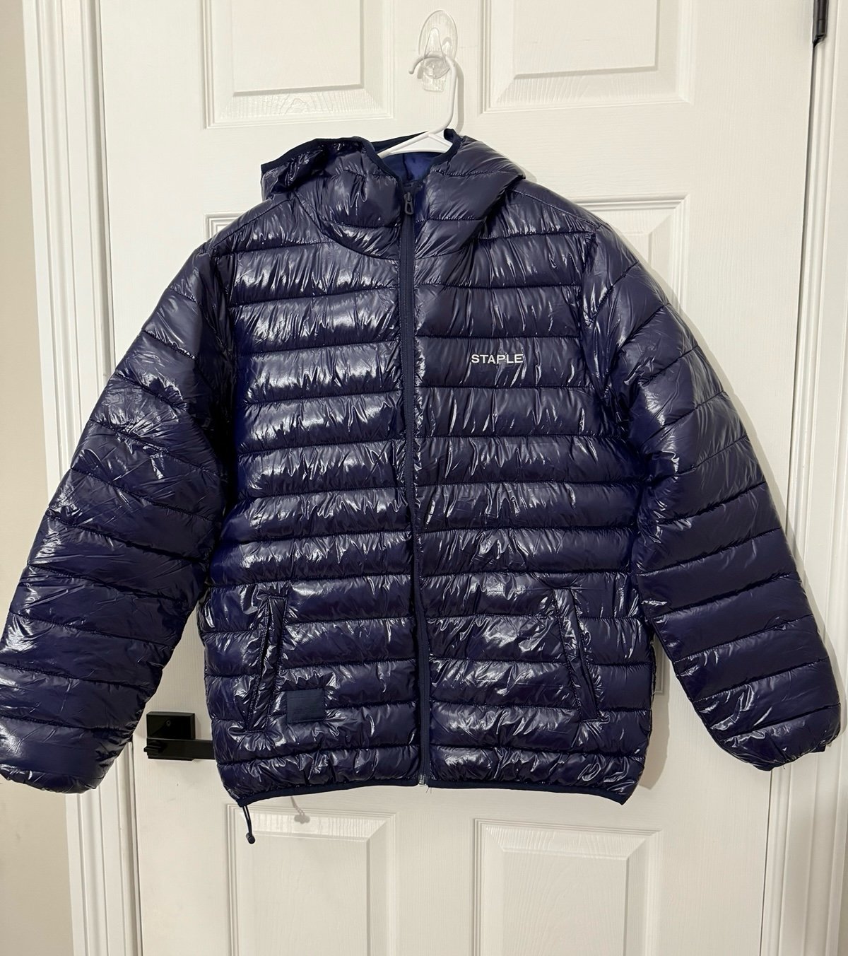 Staple Pigeon Mens Shiny Navy Puffer Jacket Coat Streetwear Size XL Winter NWT