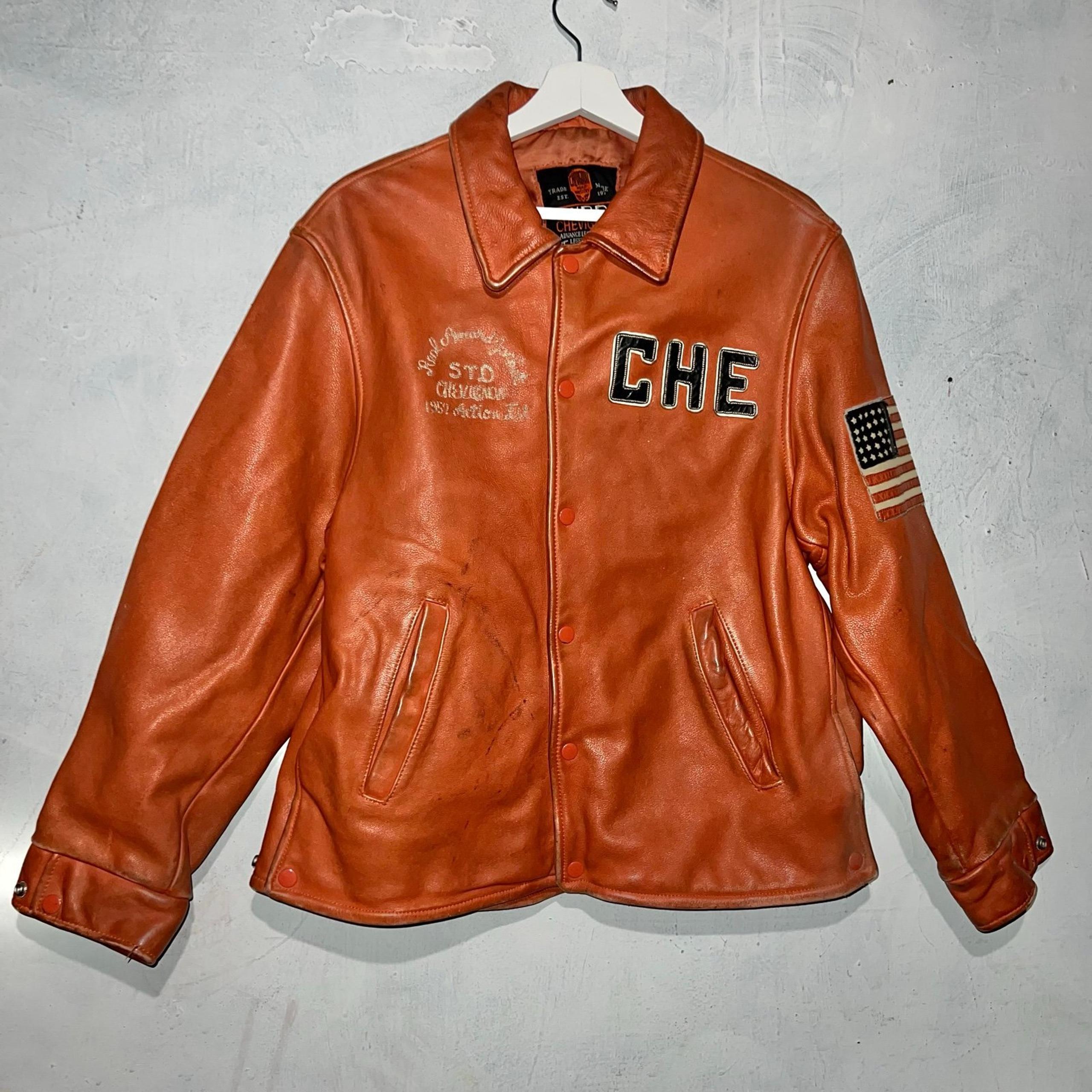 22x26.5 Leather Button Up Jacket Large - Chevignon
