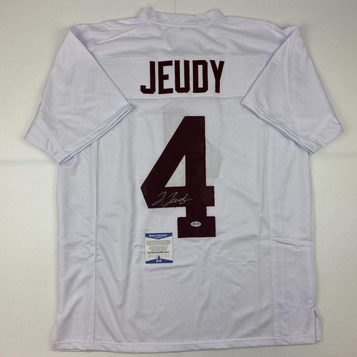 Autographed/Signed Jerry Jeudy Alabama White Jersey Beckett BAS COA