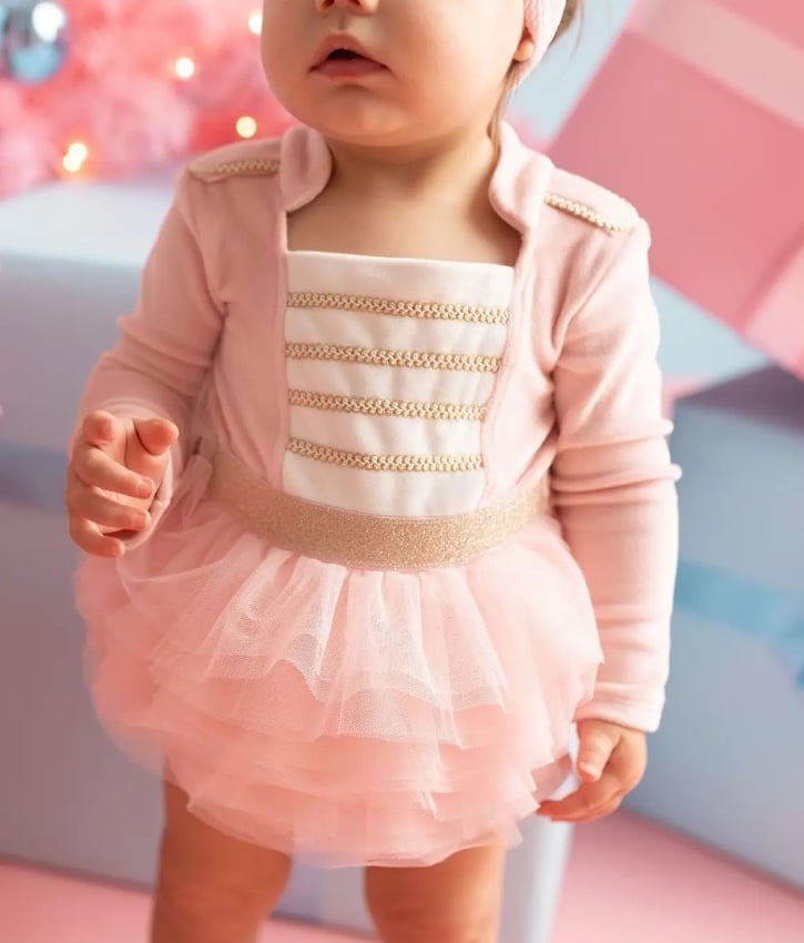 Posh Peanut Nutcracker Velour Tulle Bodysuit Dress 6-12M
