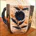 Antique Japanese tea cup hand painted octagon Rare Ornate Gold Accent blue white