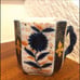 Antique Japanese tea cup hand painted octagon Rare Ornate Gold Accent blue white